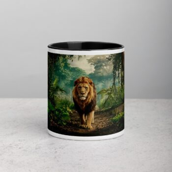 Majestic Lion Walking Through Jungle Mug