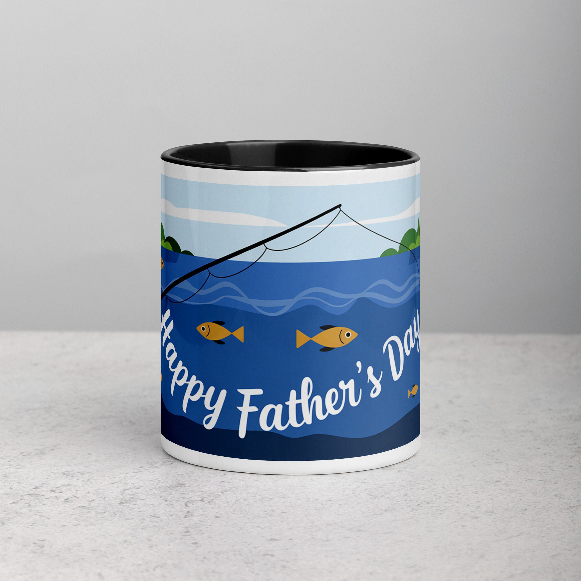 white-ceramic-mug-with-color-inside-black-11-oz-front-6719c790ac2e5.jpg Happy Fathers Day Fishing Coffee Mug - Image 1