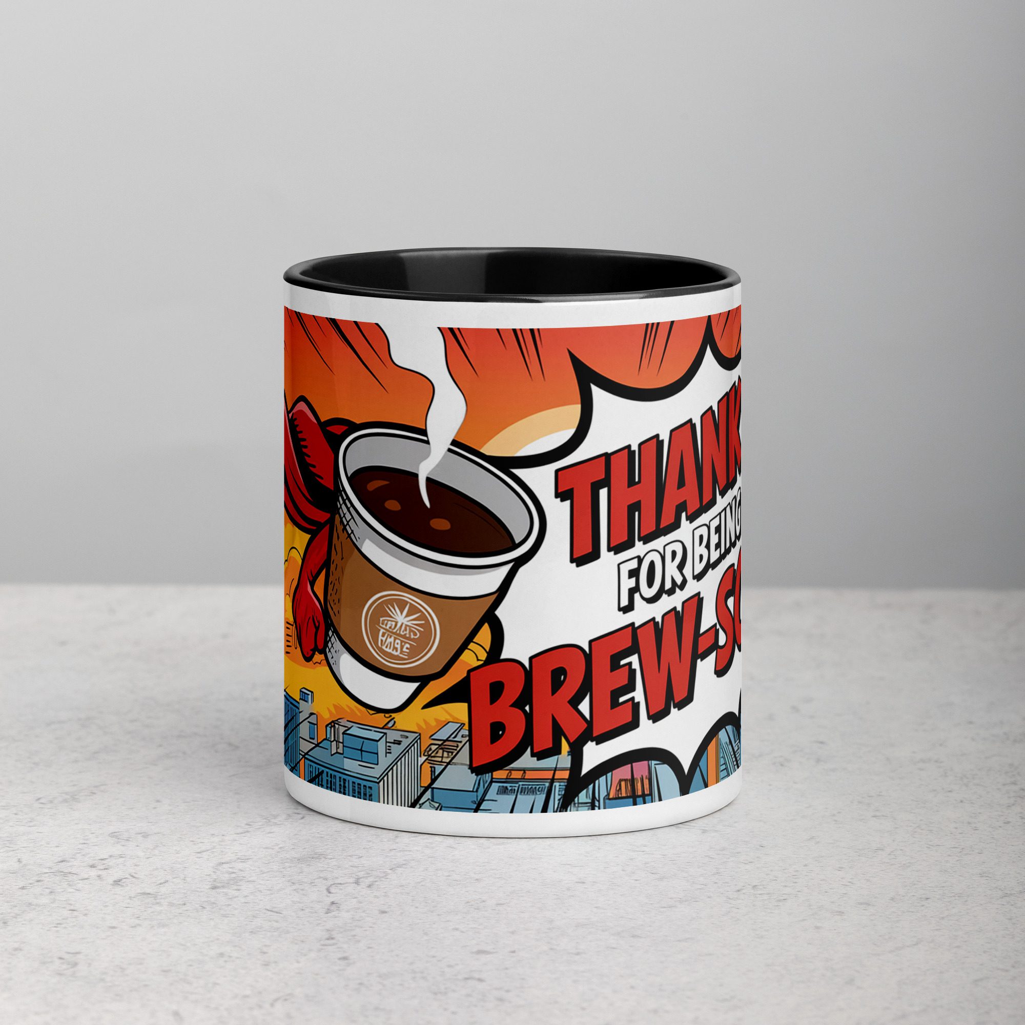 white-ceramic-mug-with-color-inside-black-11-oz-front-671aac444fd9b.jpg Thanks for Being Brew-some! Coffee Mug - Image 1