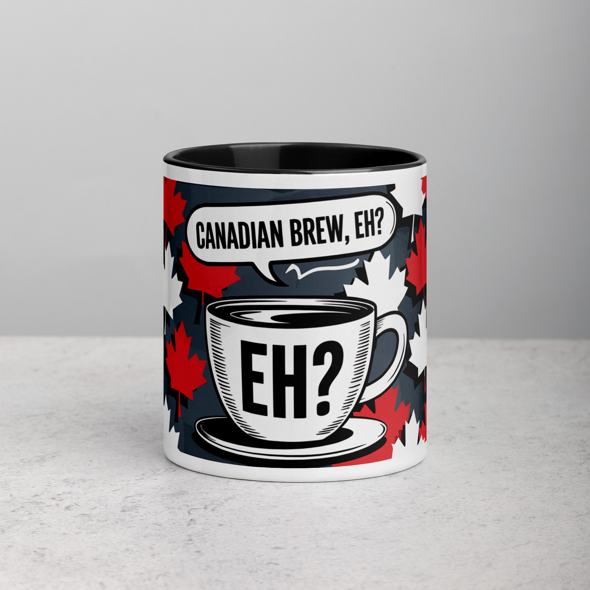 white-ceramic-mug-with-color-inside-black-11-oz-front-671bbb7eb032e.jpg Canadian Brew, Eh? Coffee Mug & Tea Cup - Image 1