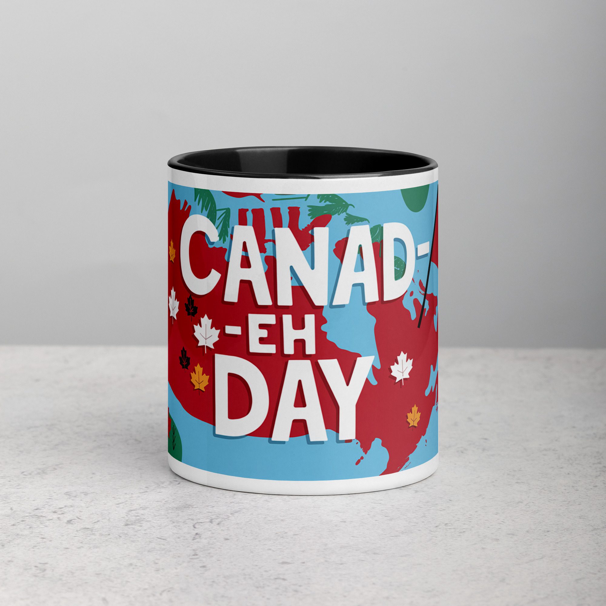 white-ceramic-mug-with-color-inside-black-11-oz-front-671bbf8829afc.jpg Canad-eh Day Coffee Mug & Tea Cup - Image 1