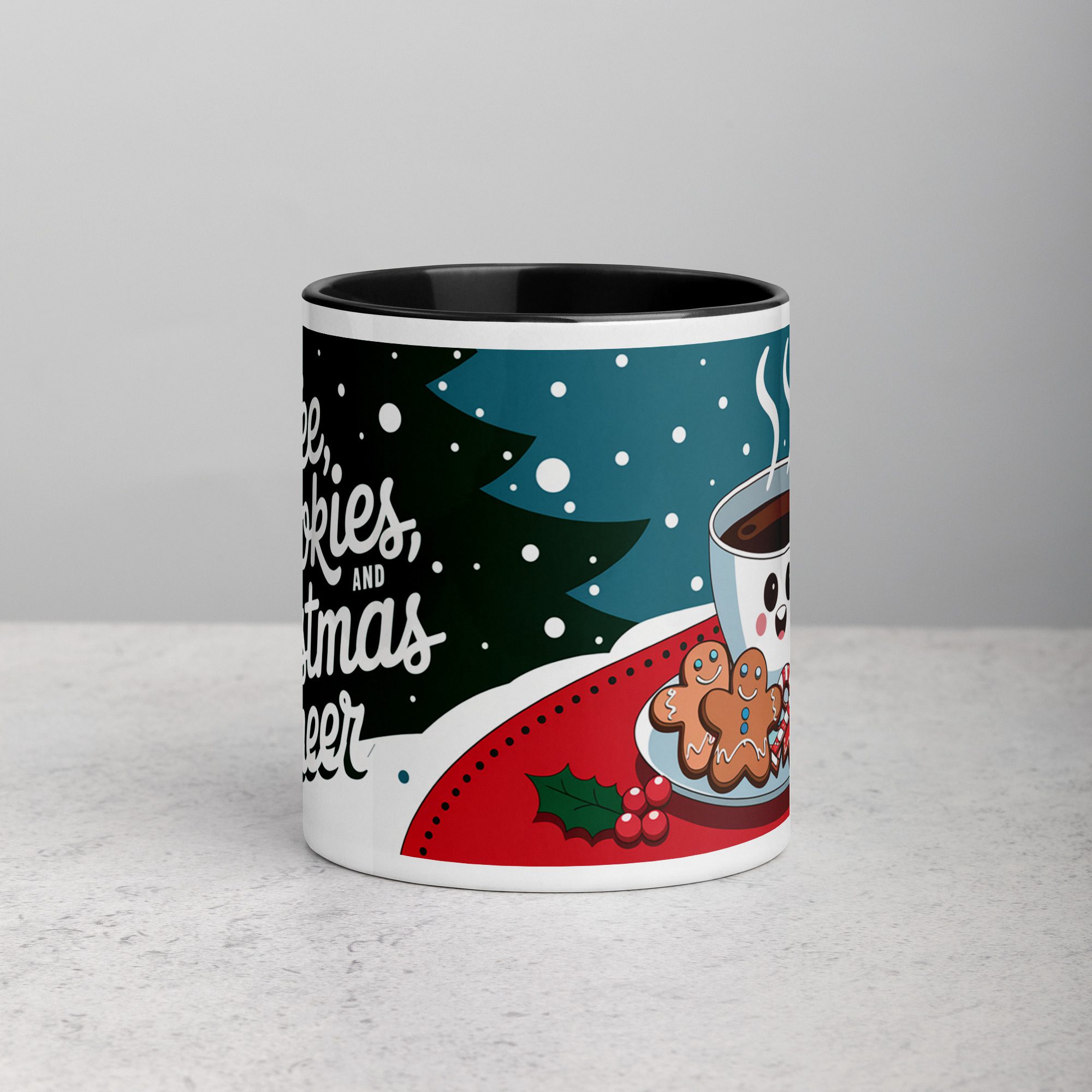 white-ceramic-mug-with-color-inside-black-11-oz-front-671bfe915a2a9.jpg Coffee, Cookies, and Christmas Cheer - Image 1