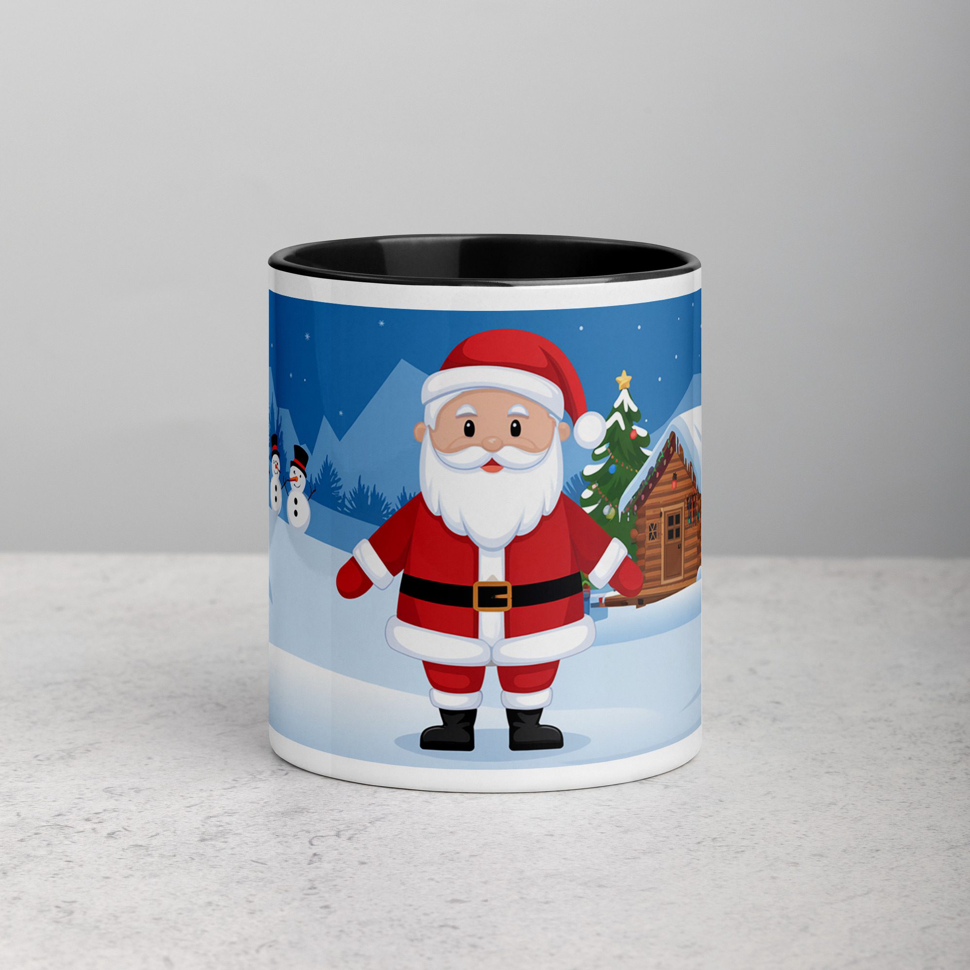white-ceramic-mug-with-color-inside-black-11-oz-front-671c0242a616b.jpg Santa Claus Winter Christmas Coffee Mug - Image 1