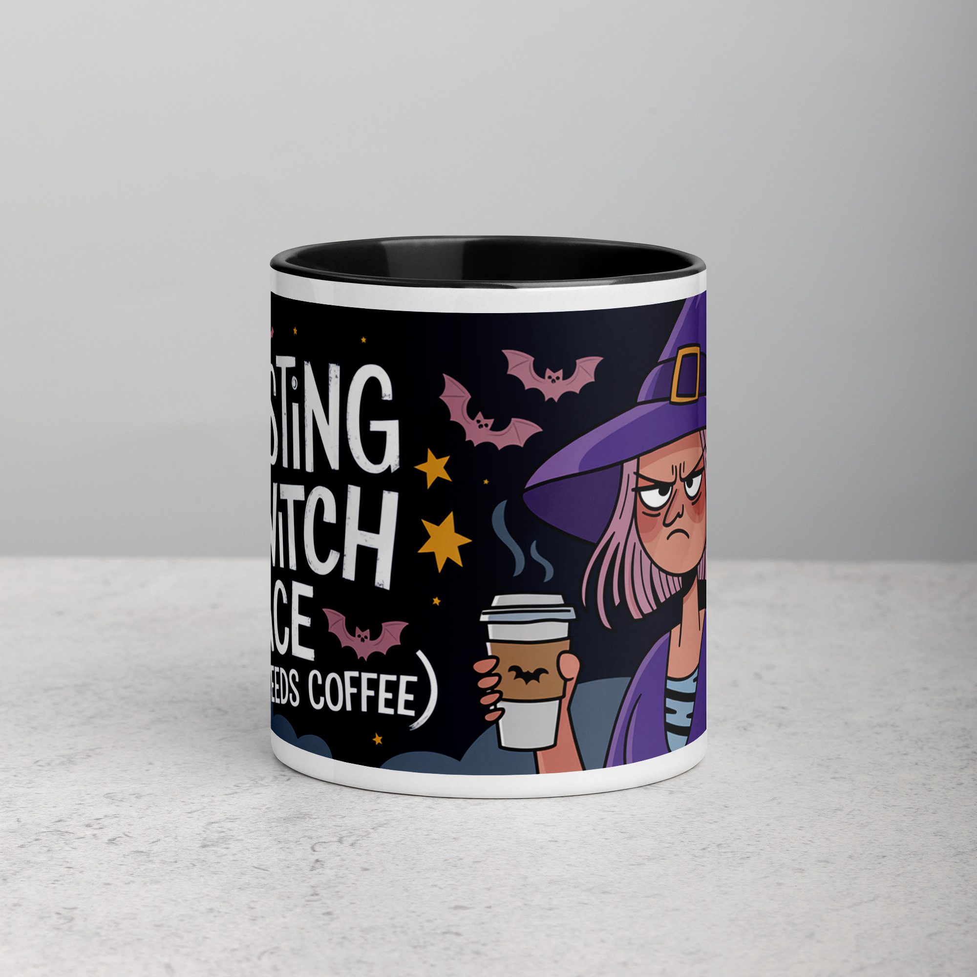 white-ceramic-mug-with-color-inside-black-11-oz-front-672107aea8206.jpg Resting Witch Face (Needs Coffee) Mug - Image 1
