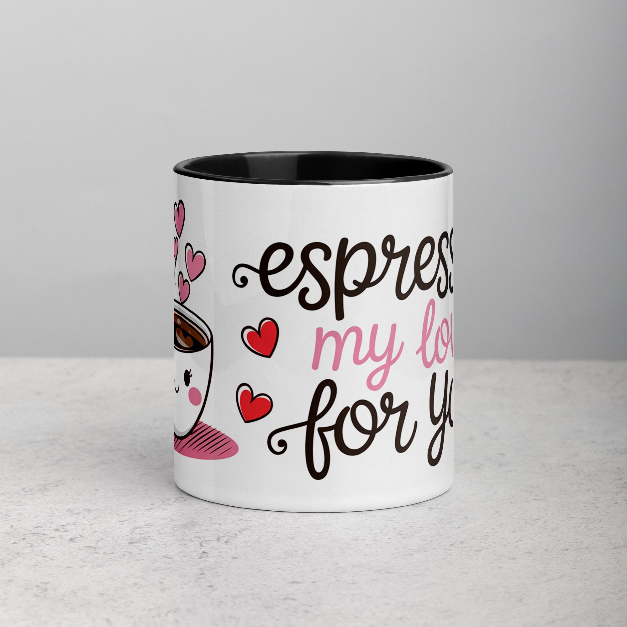 white-ceramic-mug-with-color-inside-black-11-oz-front-672247b5edcd9.jpg Espresso My Love for You Valentines Day Coffee Mug - Image 1