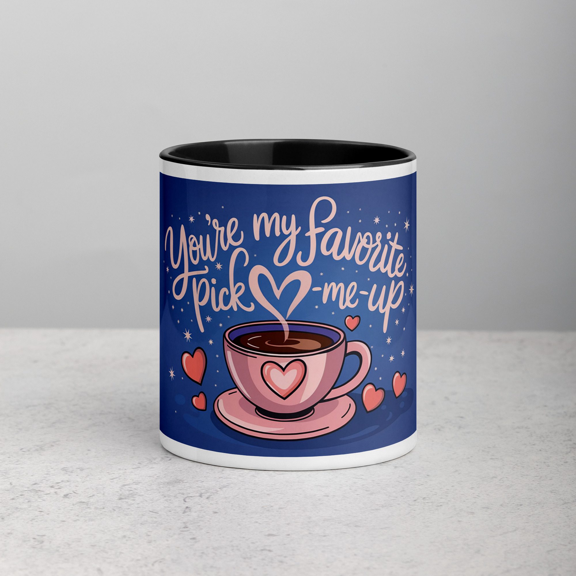 white-ceramic-mug-with-color-inside-black-11-oz-front-672250592867c.jpg You’re My Favorite Pick-Me-Up Coffee Mug - Image 1