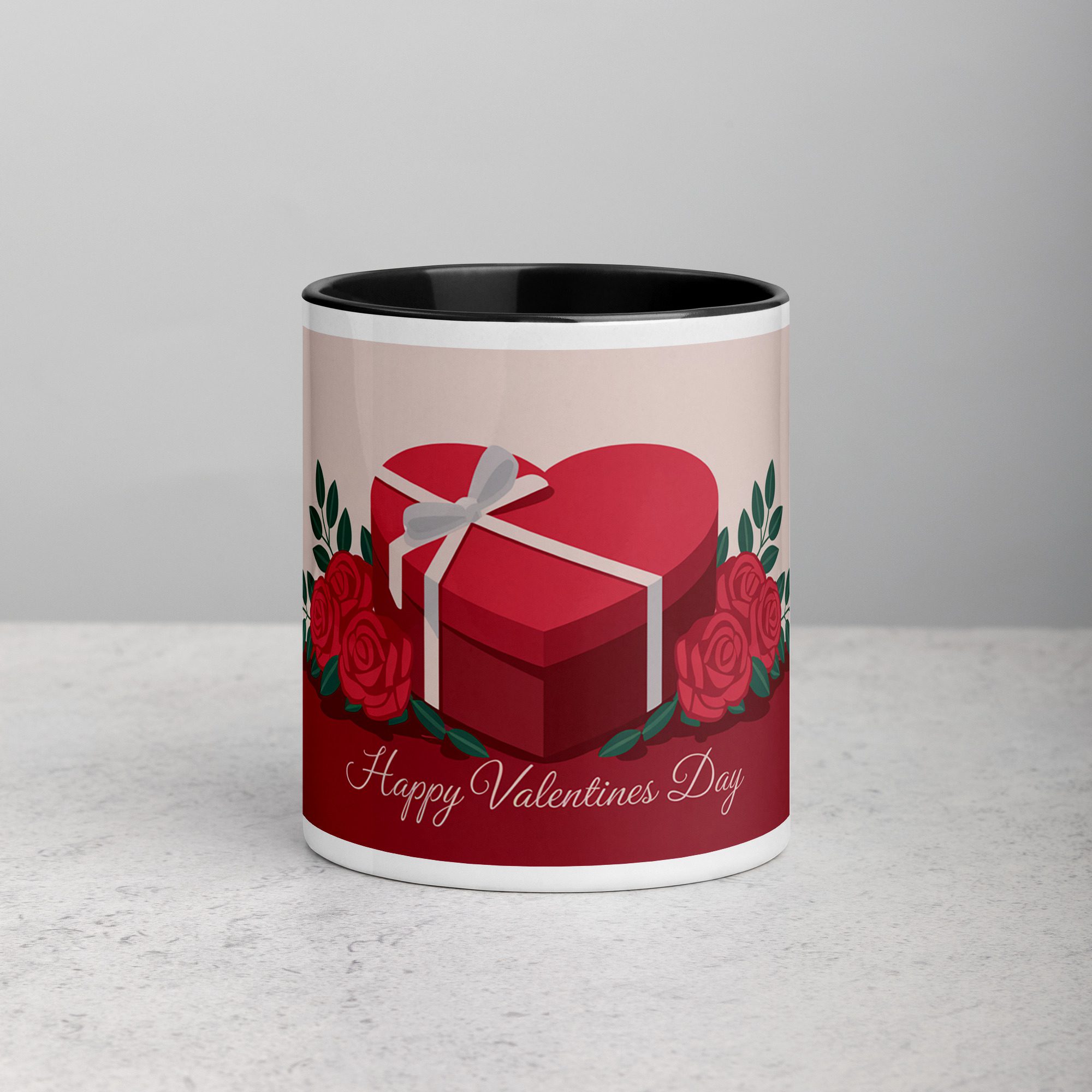 white-ceramic-mug-with-color-inside-black-11-oz-front-67225668b52a3.jpg Happy Valentine's Day Elegant Coffee Mug - Image 1