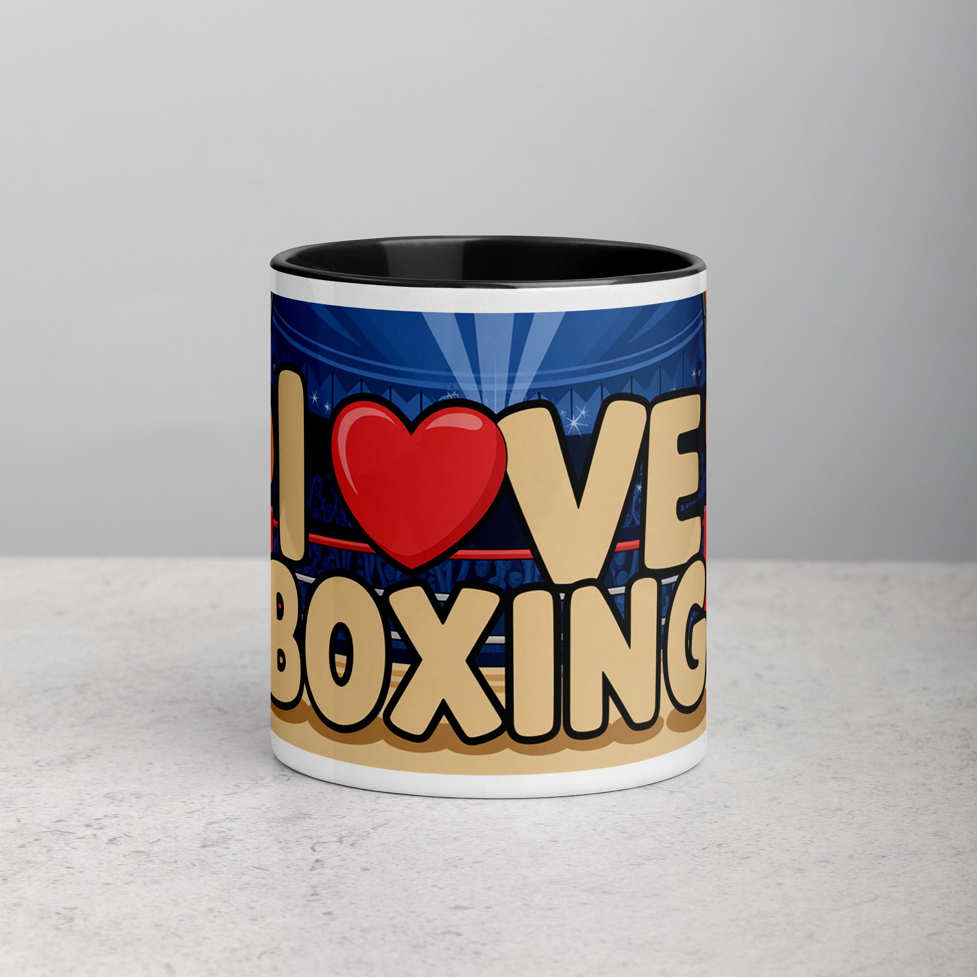 white-ceramic-mug-with-color-inside-black-11-oz-front-6722ac02bbac2.jpg I Love Boxing Fun Coffee Mug & Tea Cup - Image 1