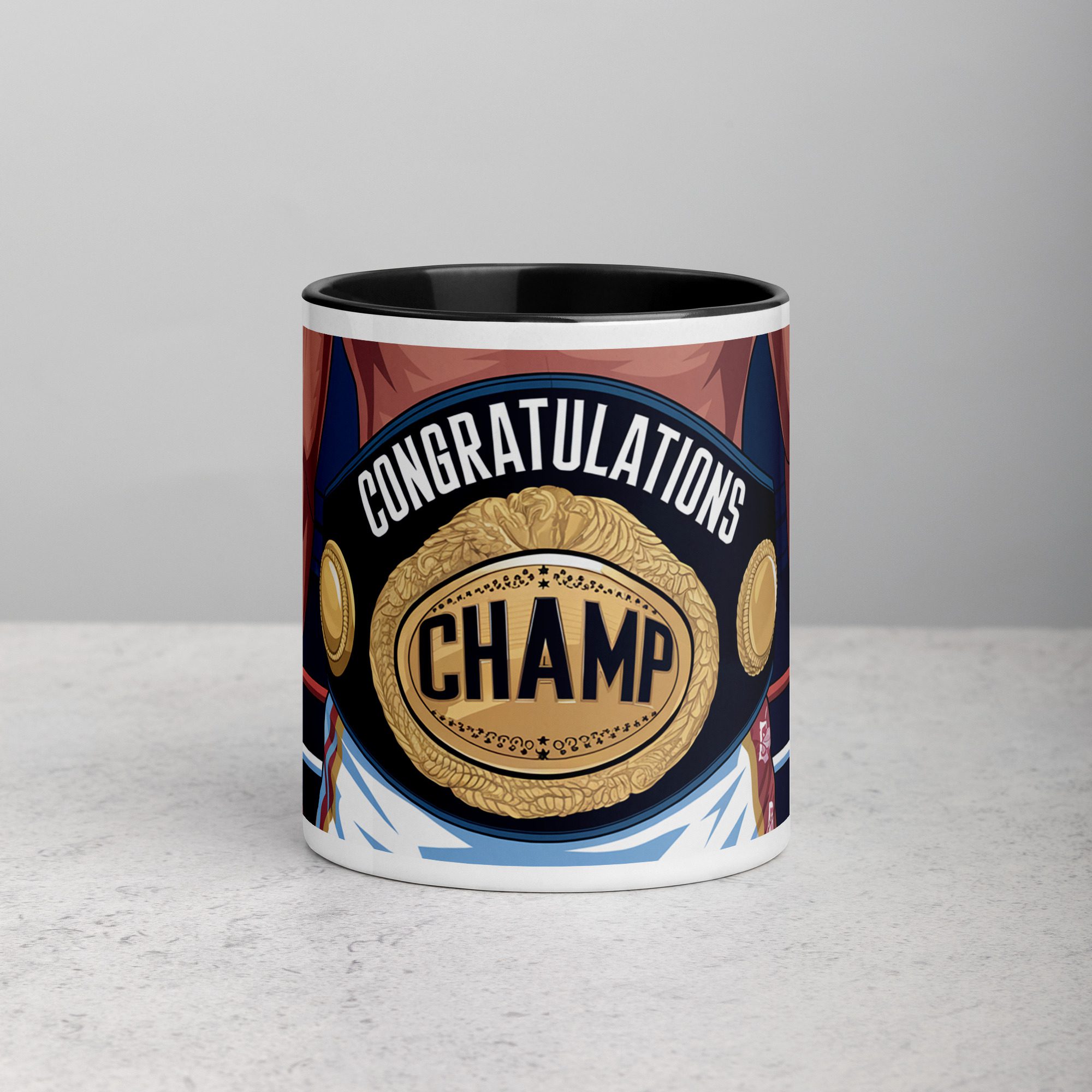 white-ceramic-mug-with-color-inside-black-11-oz-front-6722aed625af4.jpg Congratulations Champ Boxing Coffee Mug & Tea Cup - Image 1