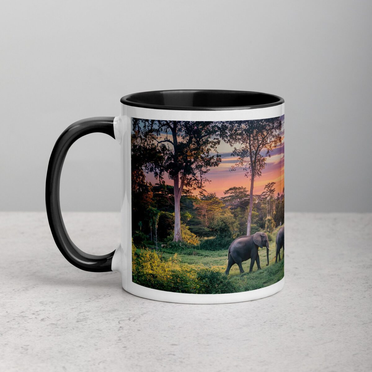 Elephant Jungle Sunset Coffee Mug & Tea Cup - Image 2