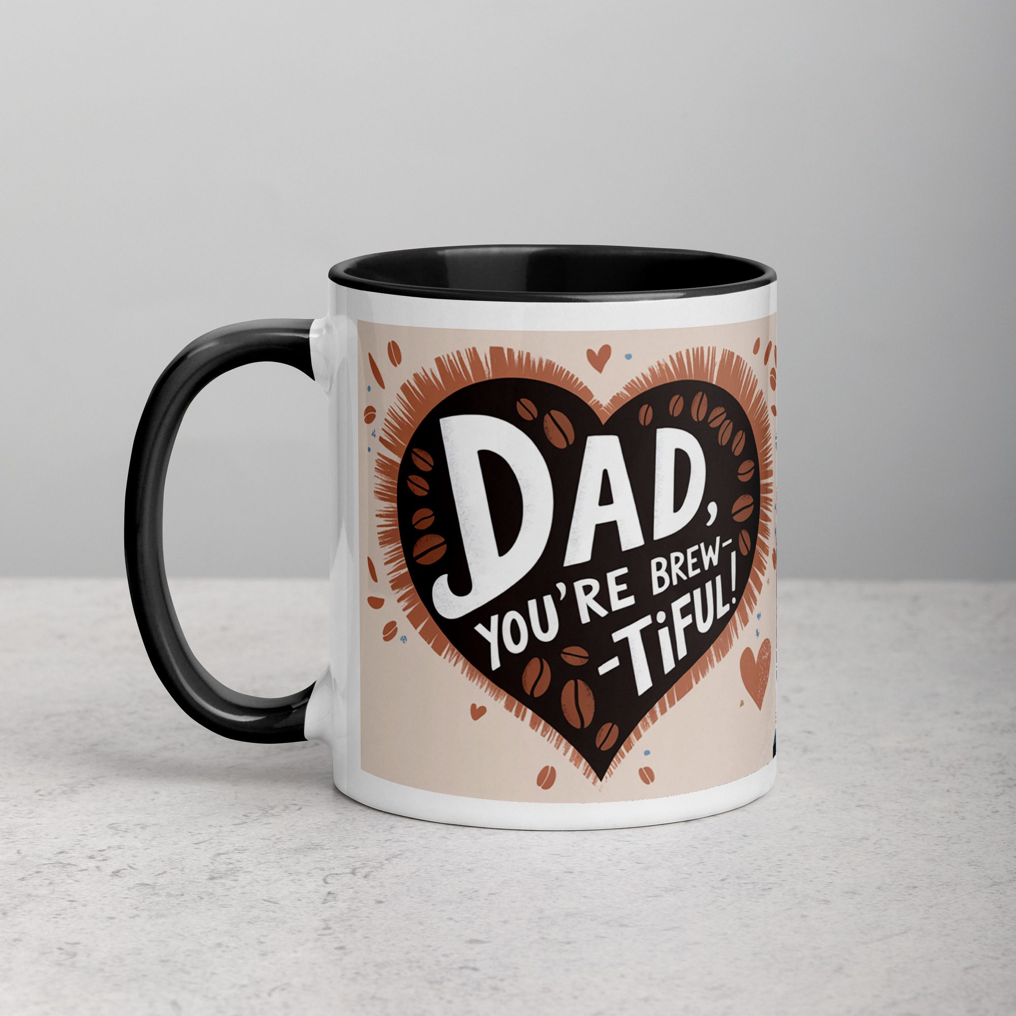 white-ceramic-mug-with-color-inside-black-11-oz-left-671827c618a33.jpg Dad, You’re Brew-tiful! Coffee Mug - Image 1