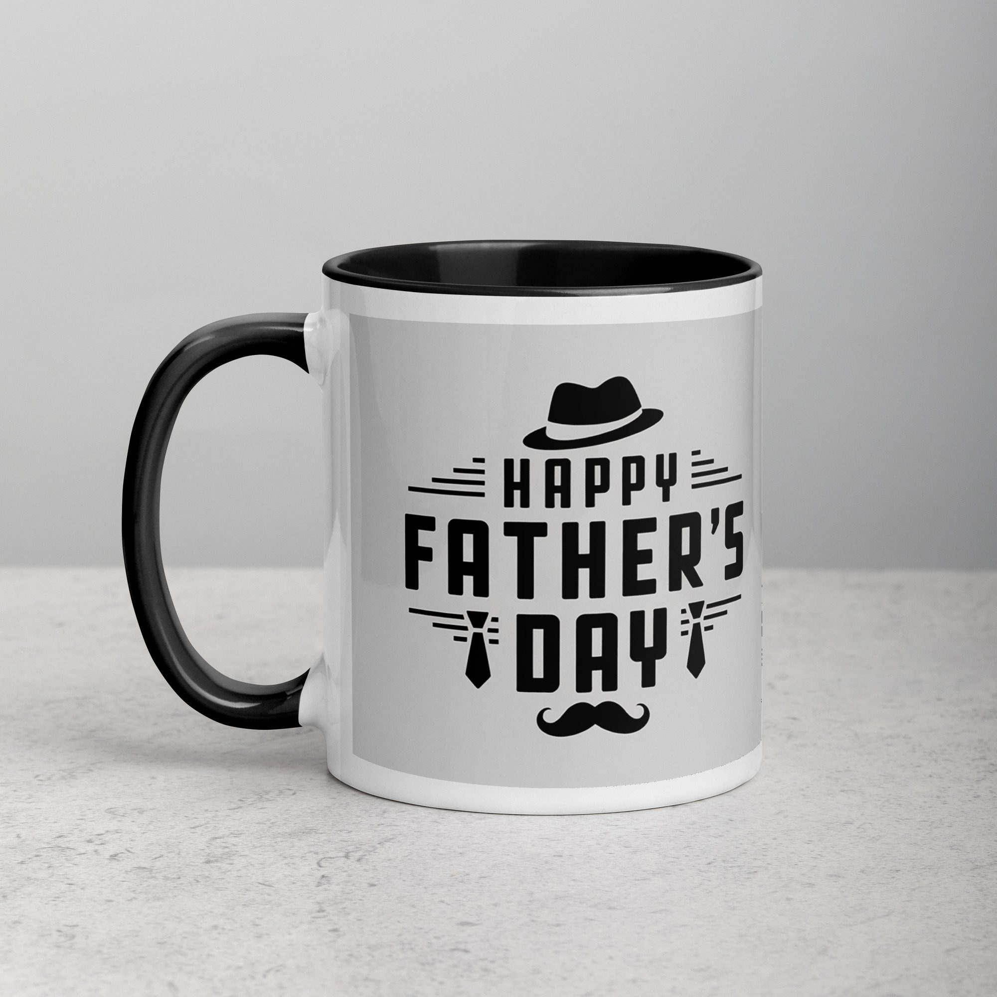 white-ceramic-mug-with-color-inside-black-11-oz-left-67195b6f4d020.jpg Happy Fathers Day Simple Coffee Mug - Image 1