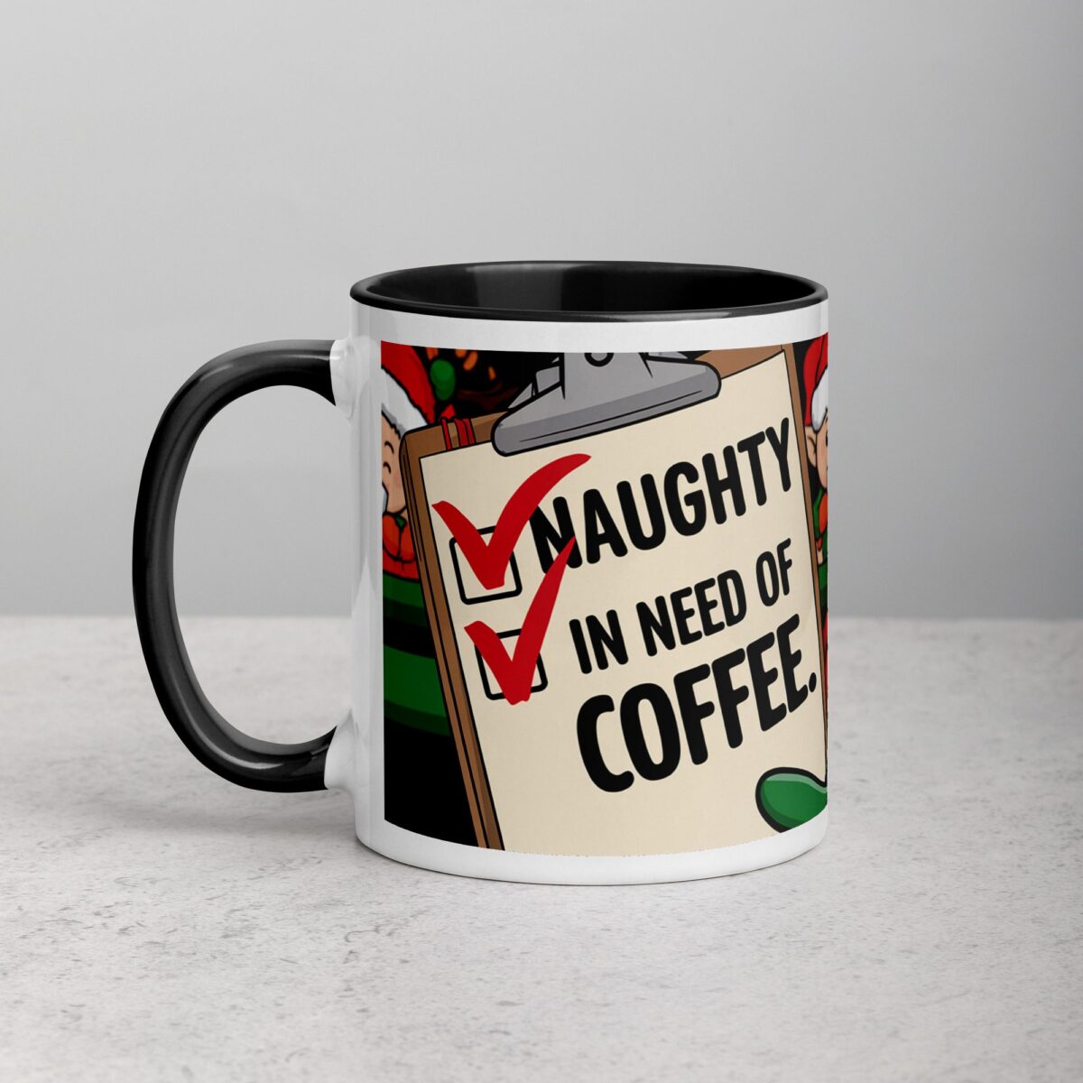 Naughty, Nice, and In Need of Coffee Christmas Mug - Image 2