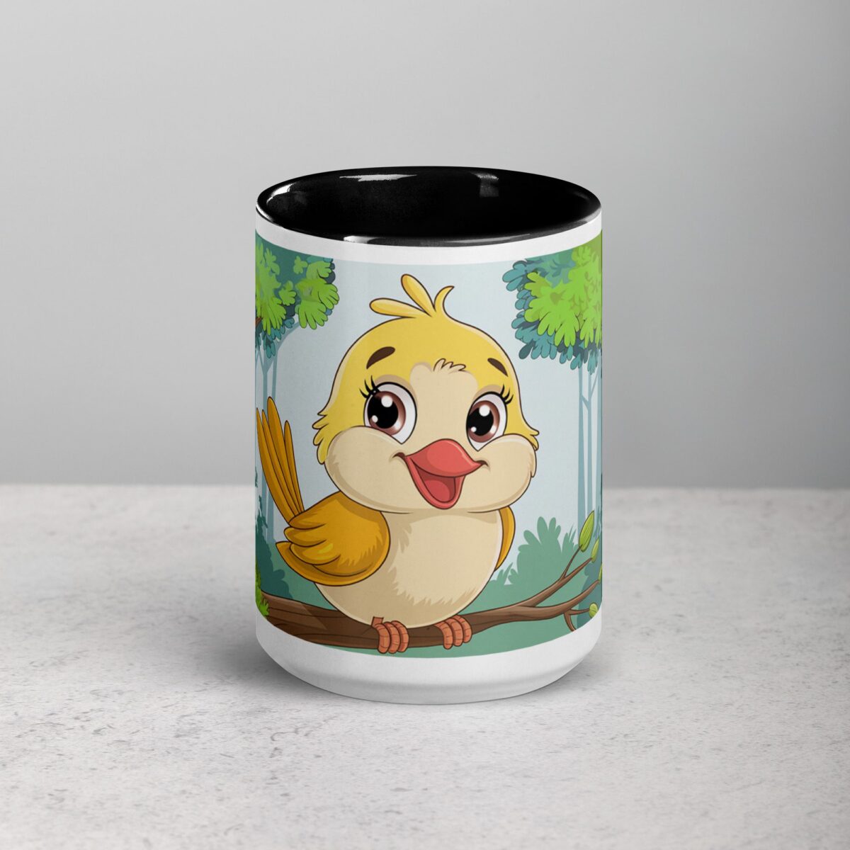 Cute Bird in Forest Coffee Mug & Tea Cup - Image 4
