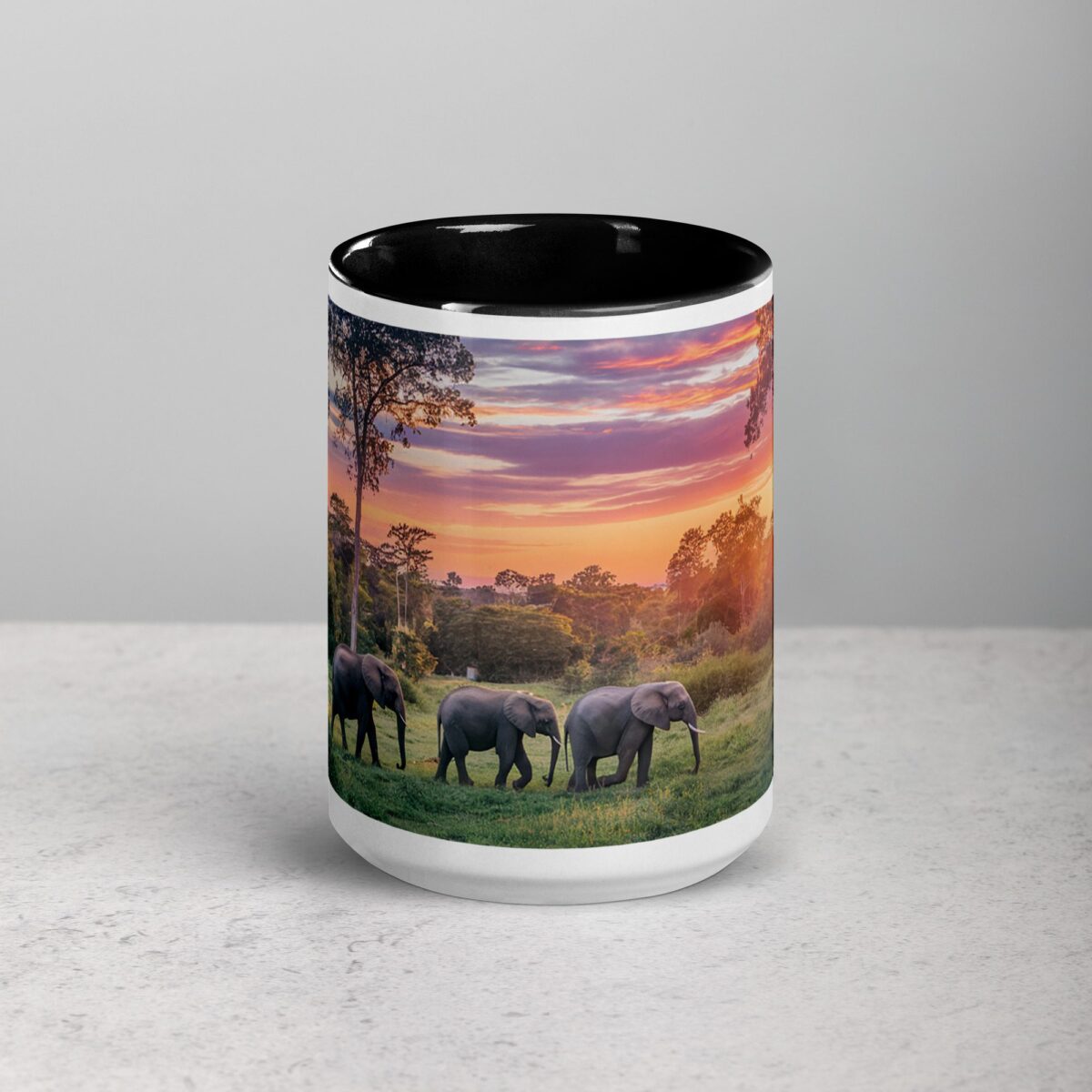 Elephant Jungle Sunset Coffee Mug & Tea Cup - Image 4