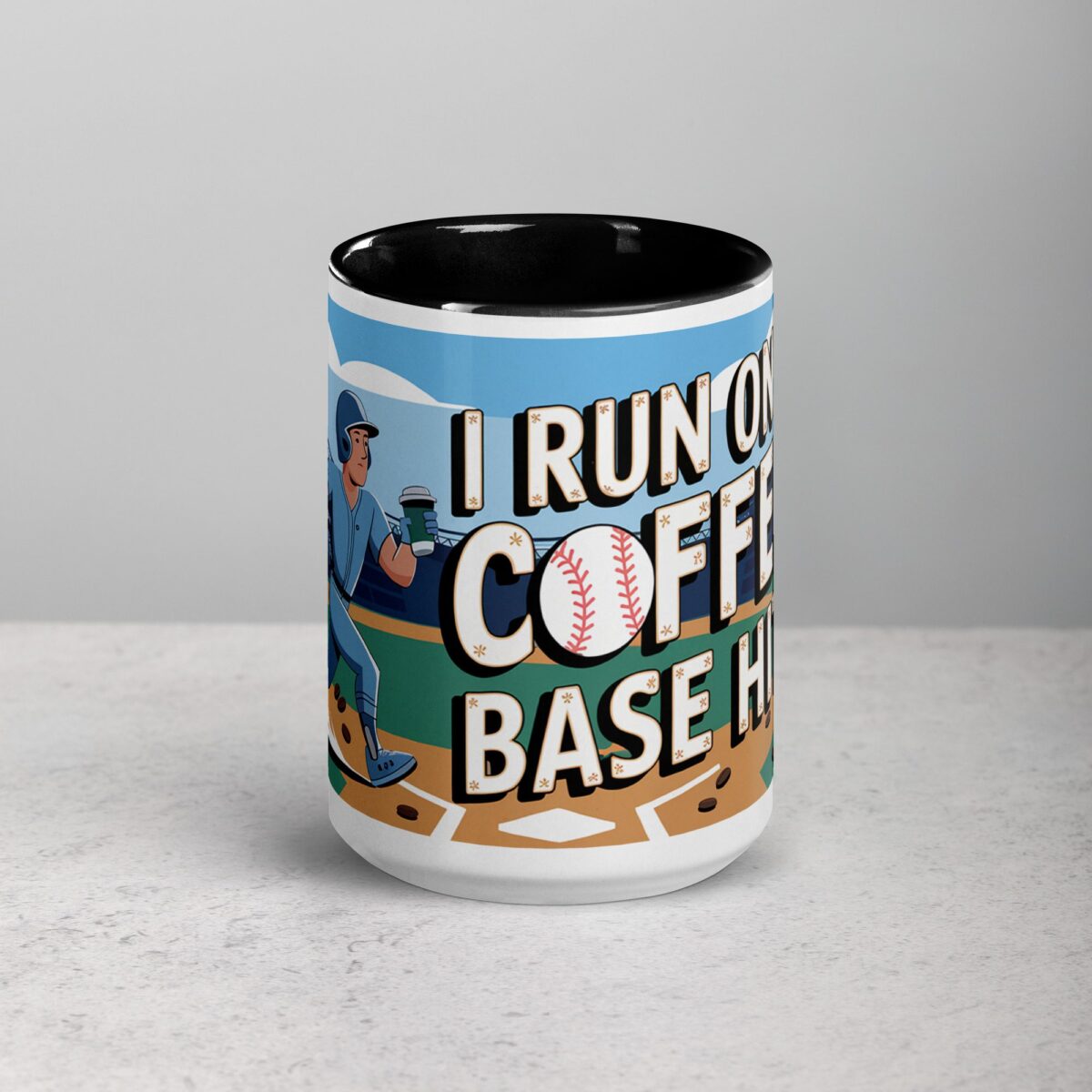 I Run on Coffee & Base Hits Baseball Coffee Mug - Image 4