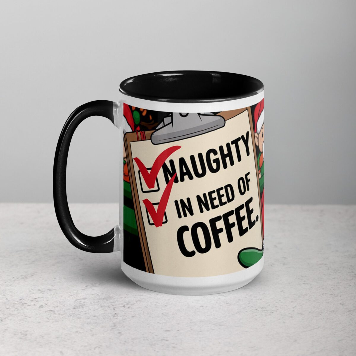 Naughty, Nice, and In Need of Coffee Christmas Mug - Image 5