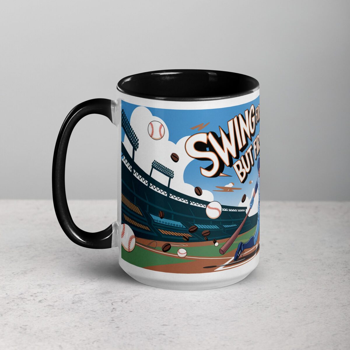 Swing for the Fences, But First Coffee Baseball Mug - Image 5