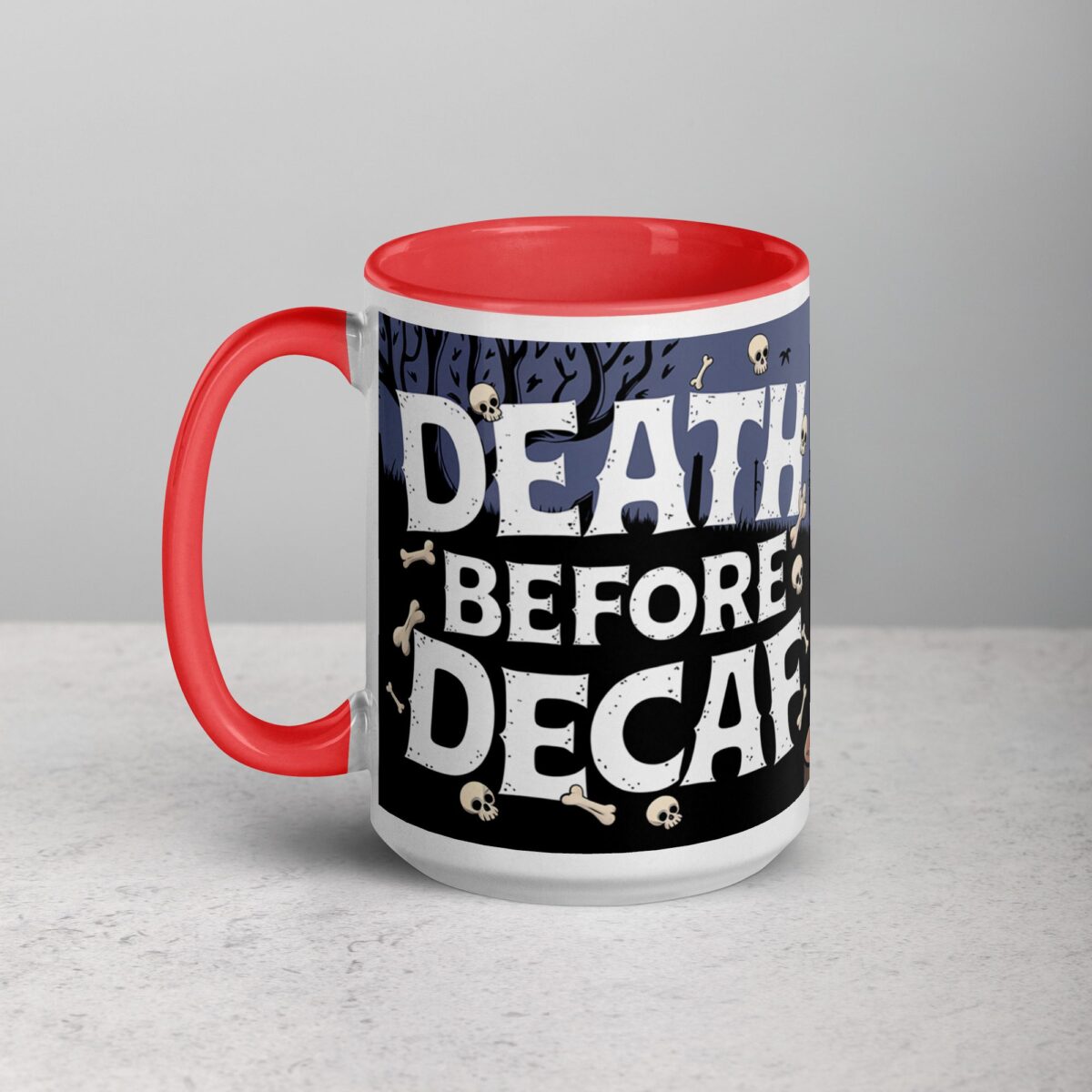 Death Before Decaf Halloween Coffee Mug - Image 11