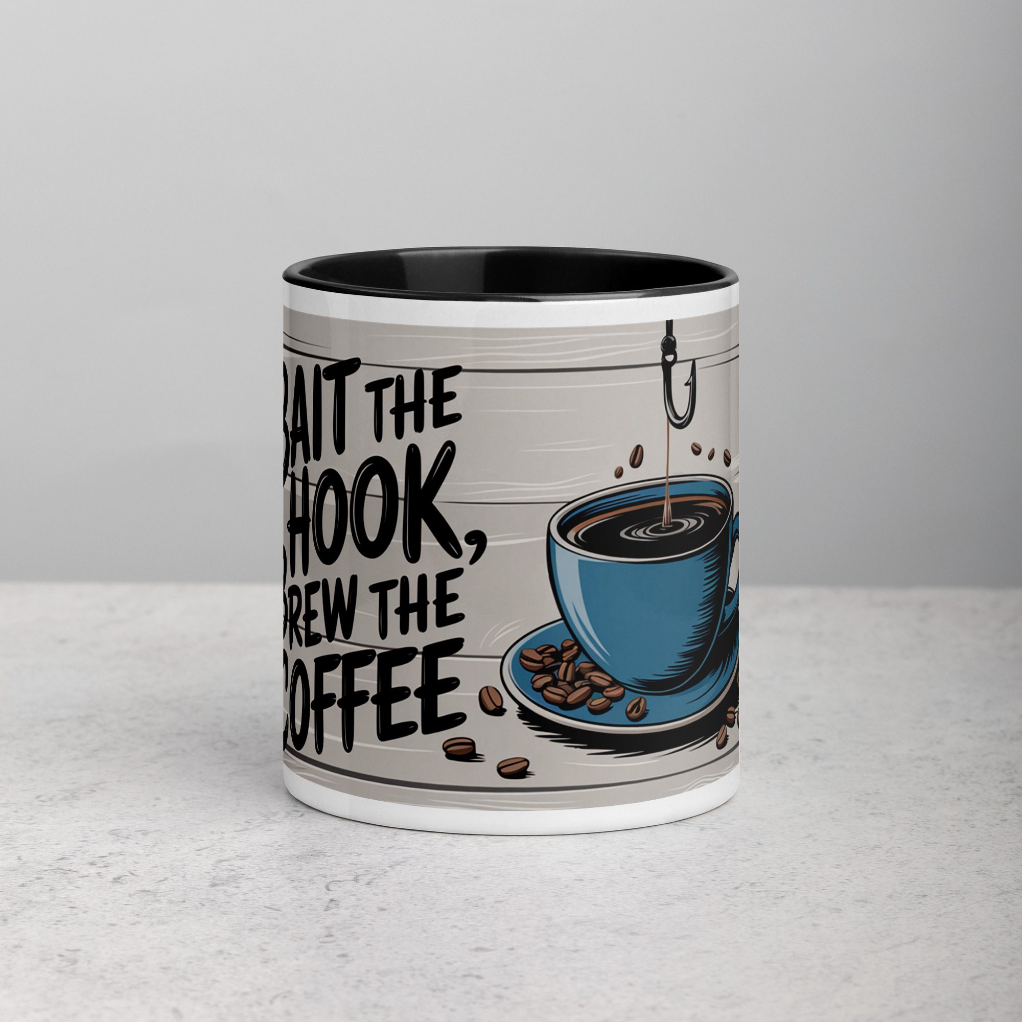 white-ceramic-mug-with-color-inside-black-11-oz-front-67245deae4100.jpg Bait the Hook, Brew the Coffee Mug - Image 1