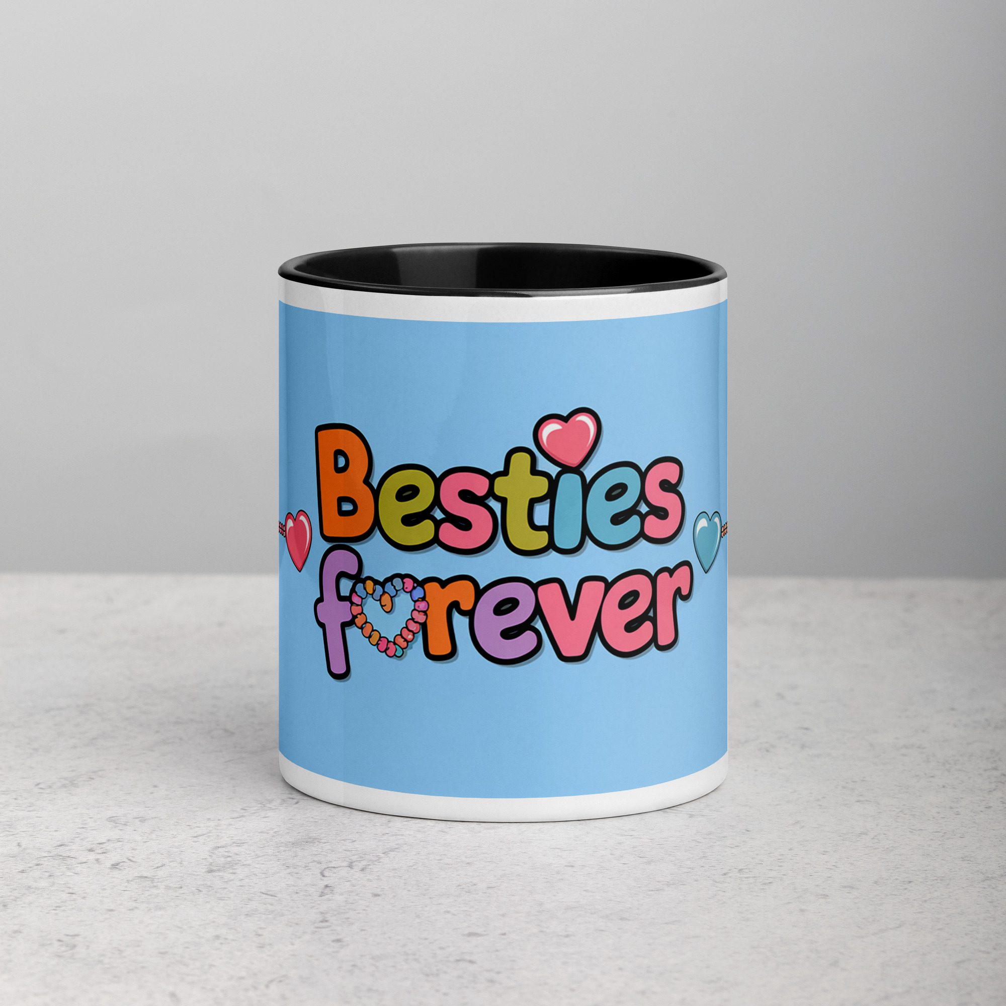 white-ceramic-mug-with-color-inside-black-11-oz-front-673d15b48197f.jpg Besties Forever Coffee Mug & Tea Cup - Image 1