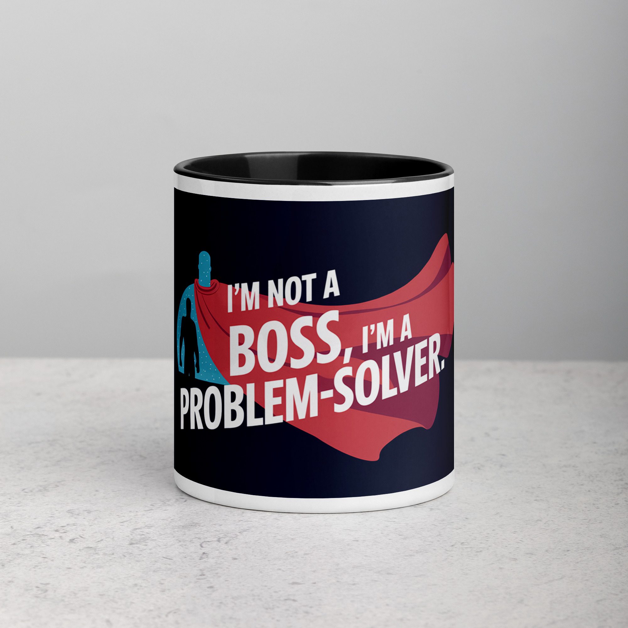 white-ceramic-mug-with-color-inside-black-11-oz-front-673d25d08bed2.jpg I'm Not a Boss, I'm a Problem-Solver Coffee Mug - Image 1