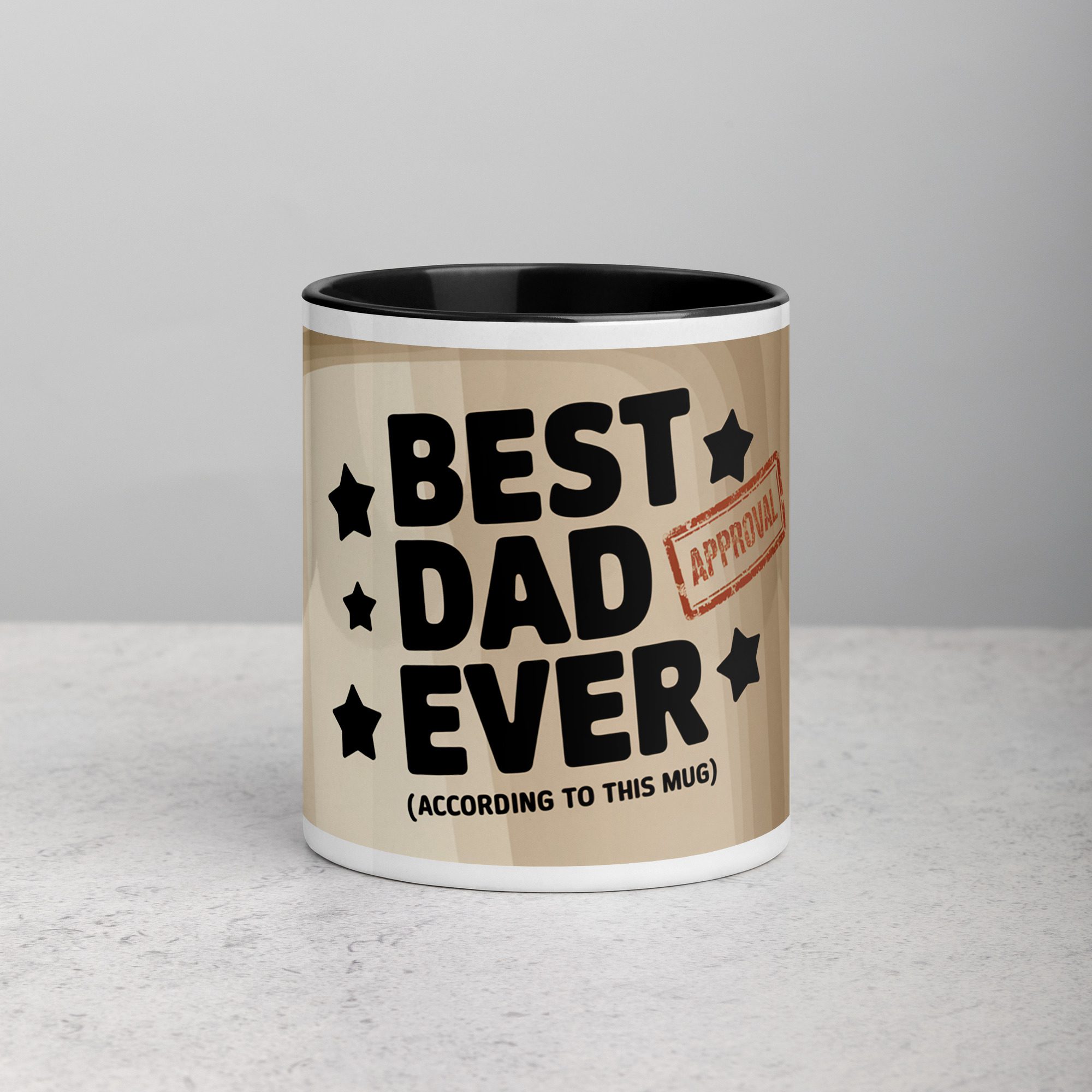 white-ceramic-mug-with-color-inside-black-11-oz-front-673e001b52214.jpg Best Dad Ever (According to this Mug) - Image 1