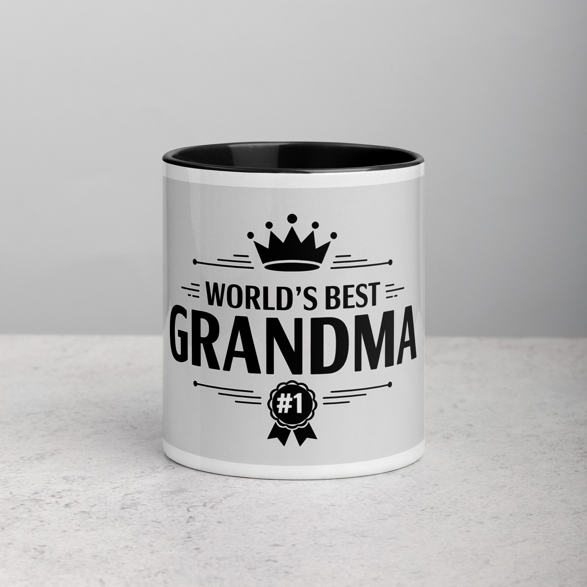 white-ceramic-mug-with-color-inside-black-11-oz-front-673e38026b923.jpg World’s Best Grandma Coffee Mug - Image 1
