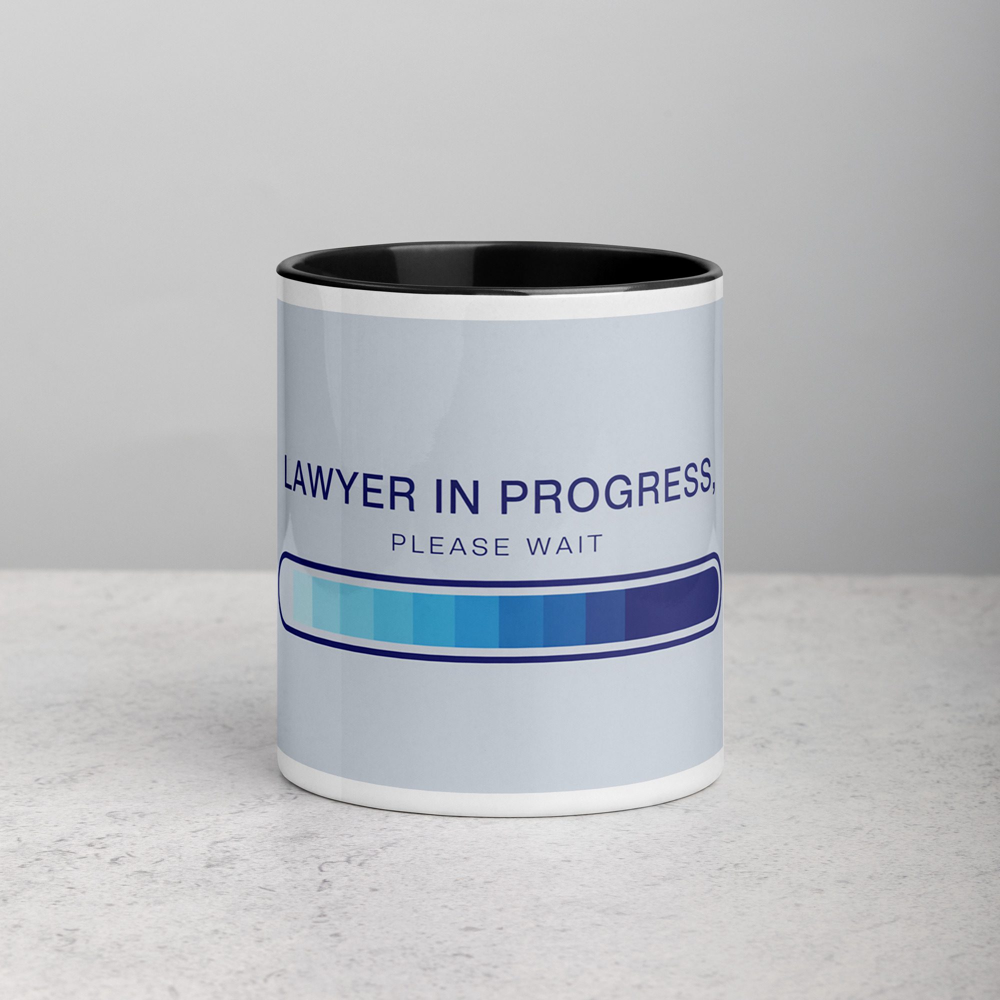 white-ceramic-mug-with-color-inside-black-11-oz-front-673e443ecfe53.jpg Lawyer in Progress, Please Wait Coffee Mug - Image 1