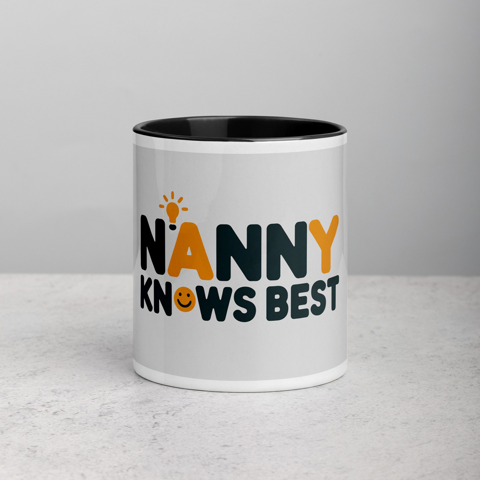 white-ceramic-mug-with-color-inside-black-11-oz-front-673e5536a320c.jpg Nanny Knows Best Coffee Mug & Tea Cup - Image 1