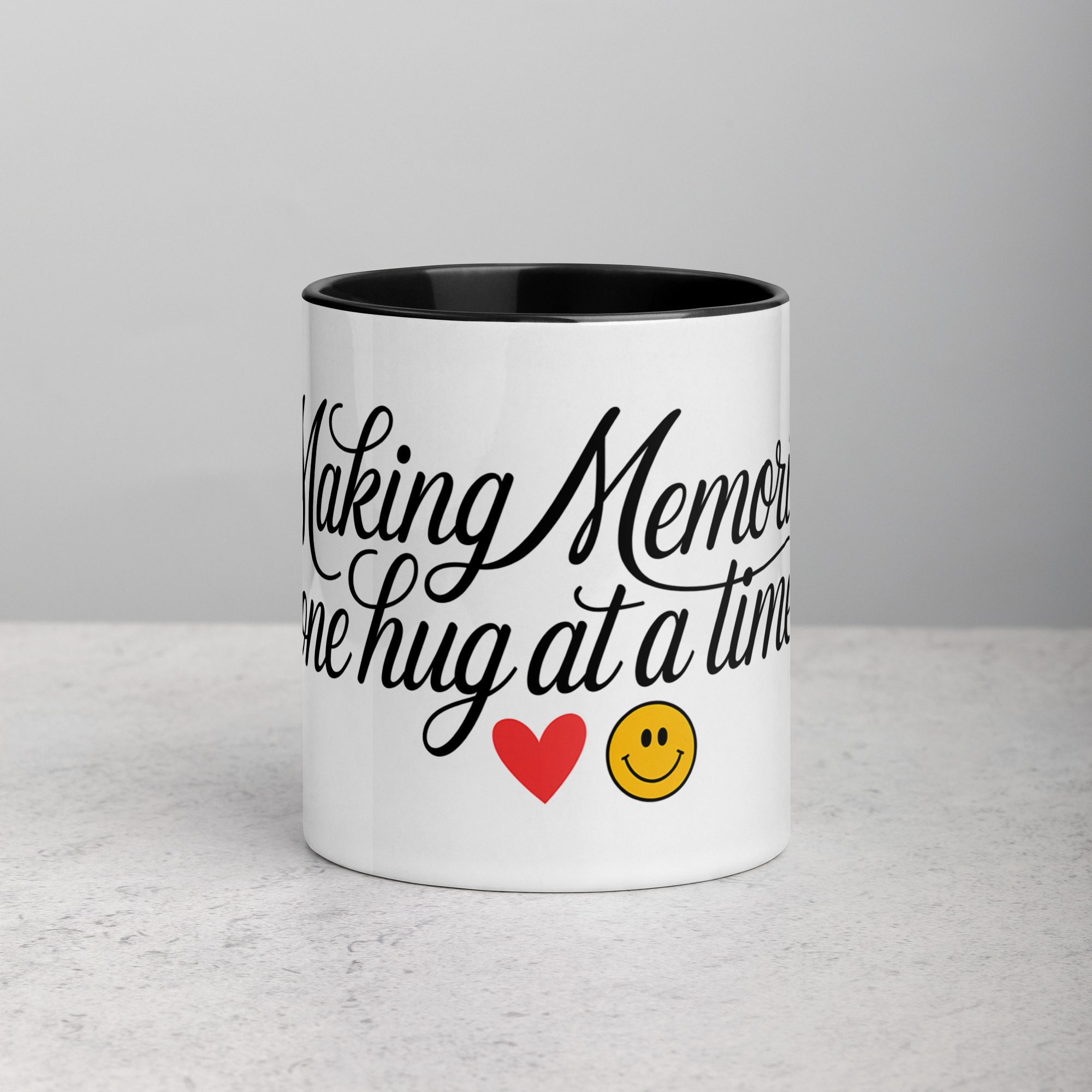 white-ceramic-mug-with-color-inside-black-11-oz-front-673e56c792fb3.jpg Making Memories, One Hug at a Time Coffee Mug - Image 1