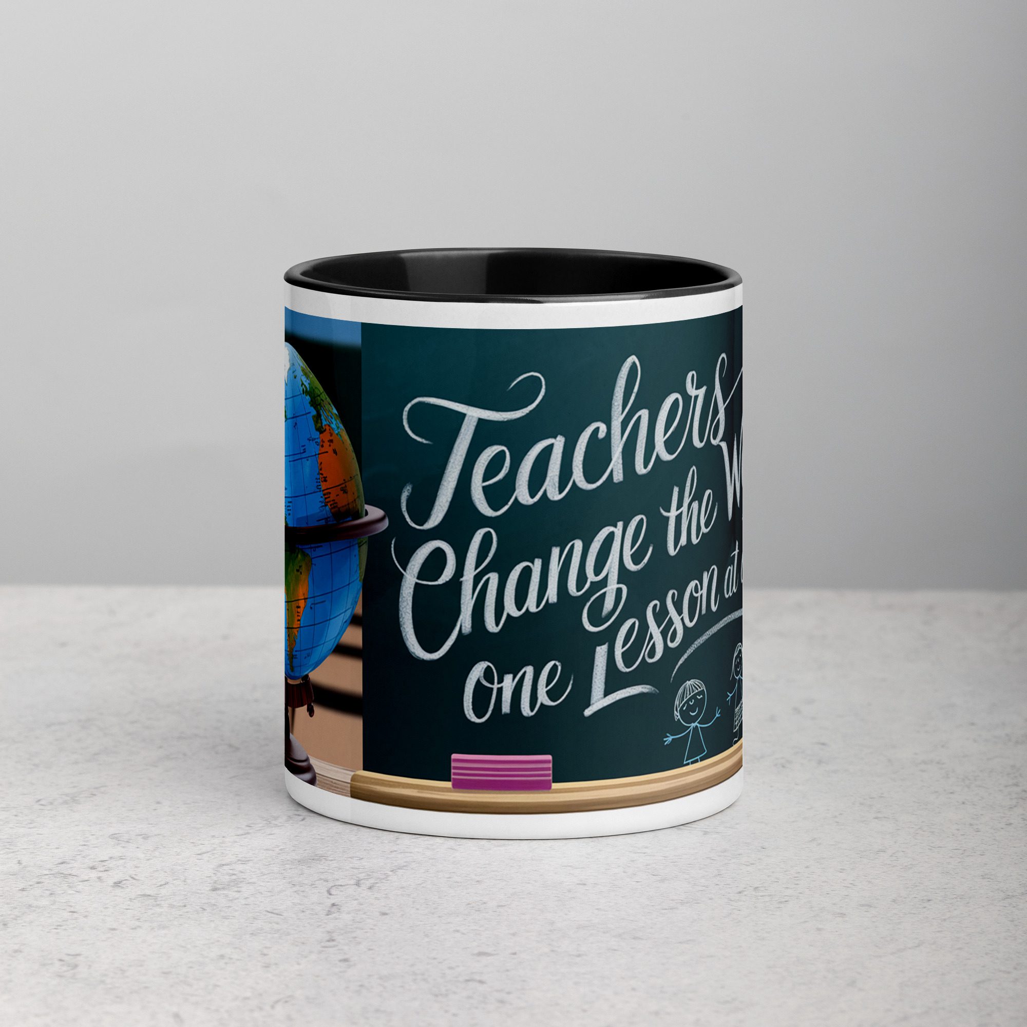 white-ceramic-mug-with-color-inside-black-11-oz-front-673e64d405cd0.jpg Teachers Change the World One Lesson at a Time Mug - Image 1