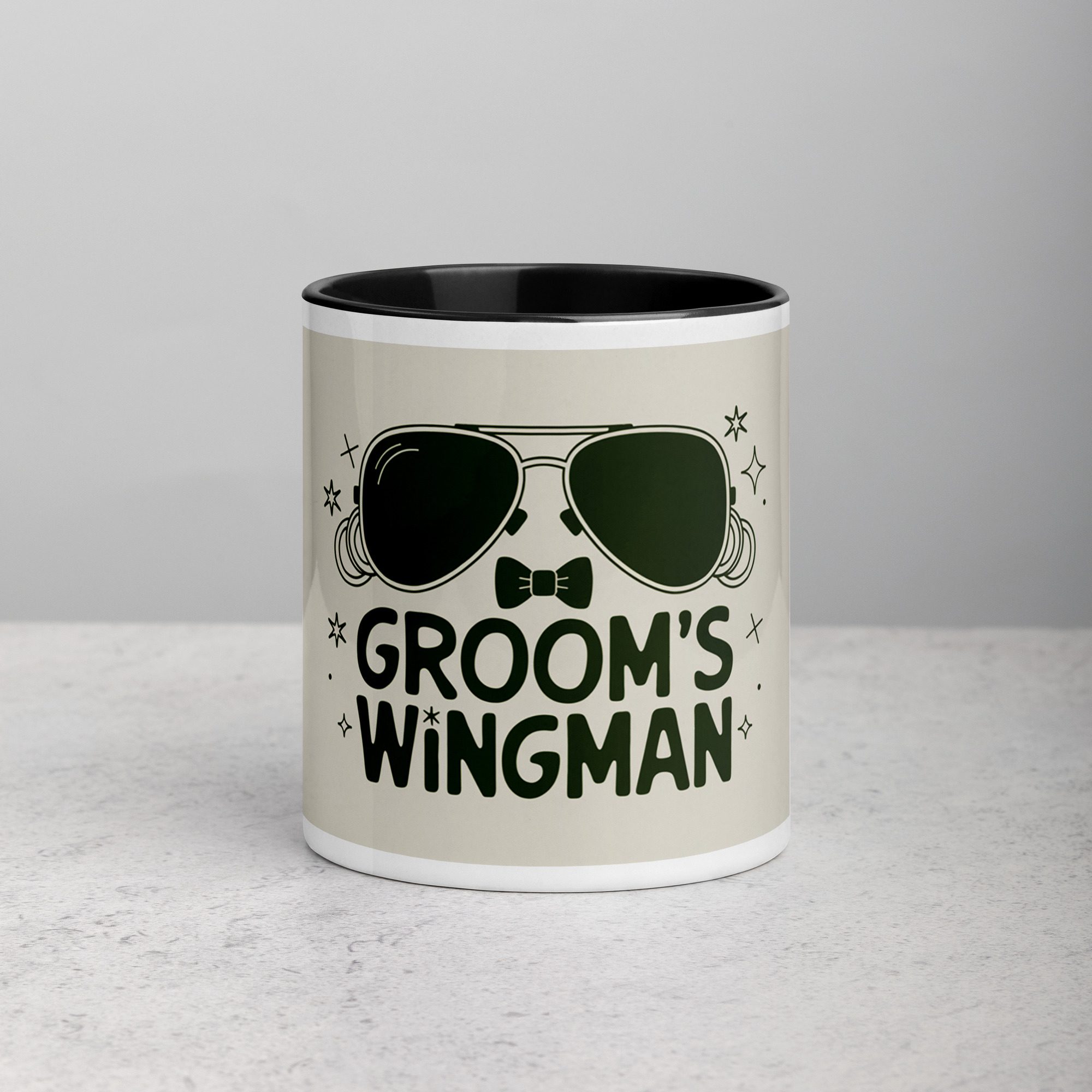 white-ceramic-mug-with-color-inside-black-11-oz-front-673f956a710fc.jpg Groom’s Wingman Coffee Mug - Image 1