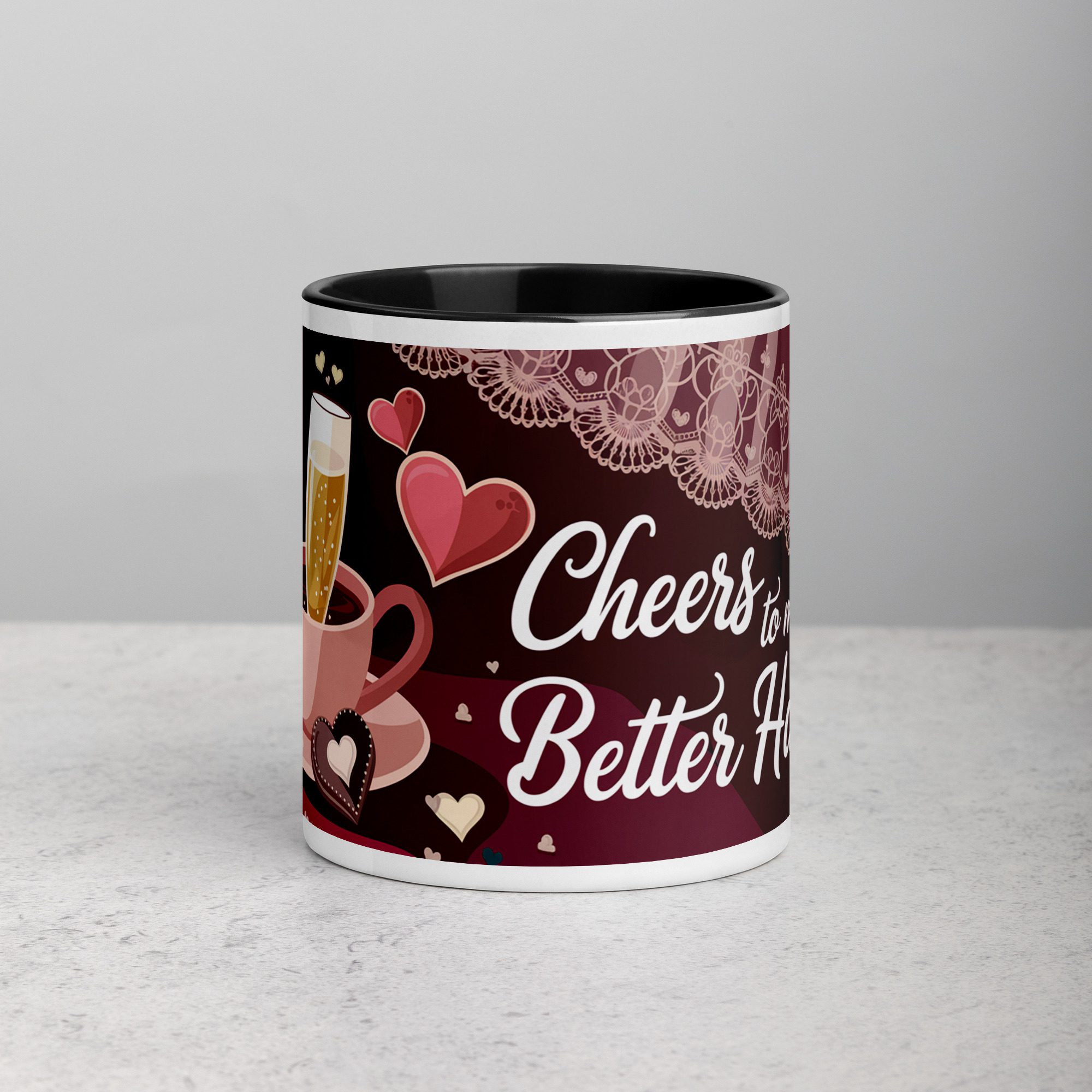 white-ceramic-mug-with-color-inside-black-11-oz-front-673fa185e3ff1.jpg Cheers to My Better Half Husband Coffee Mug - Image 1