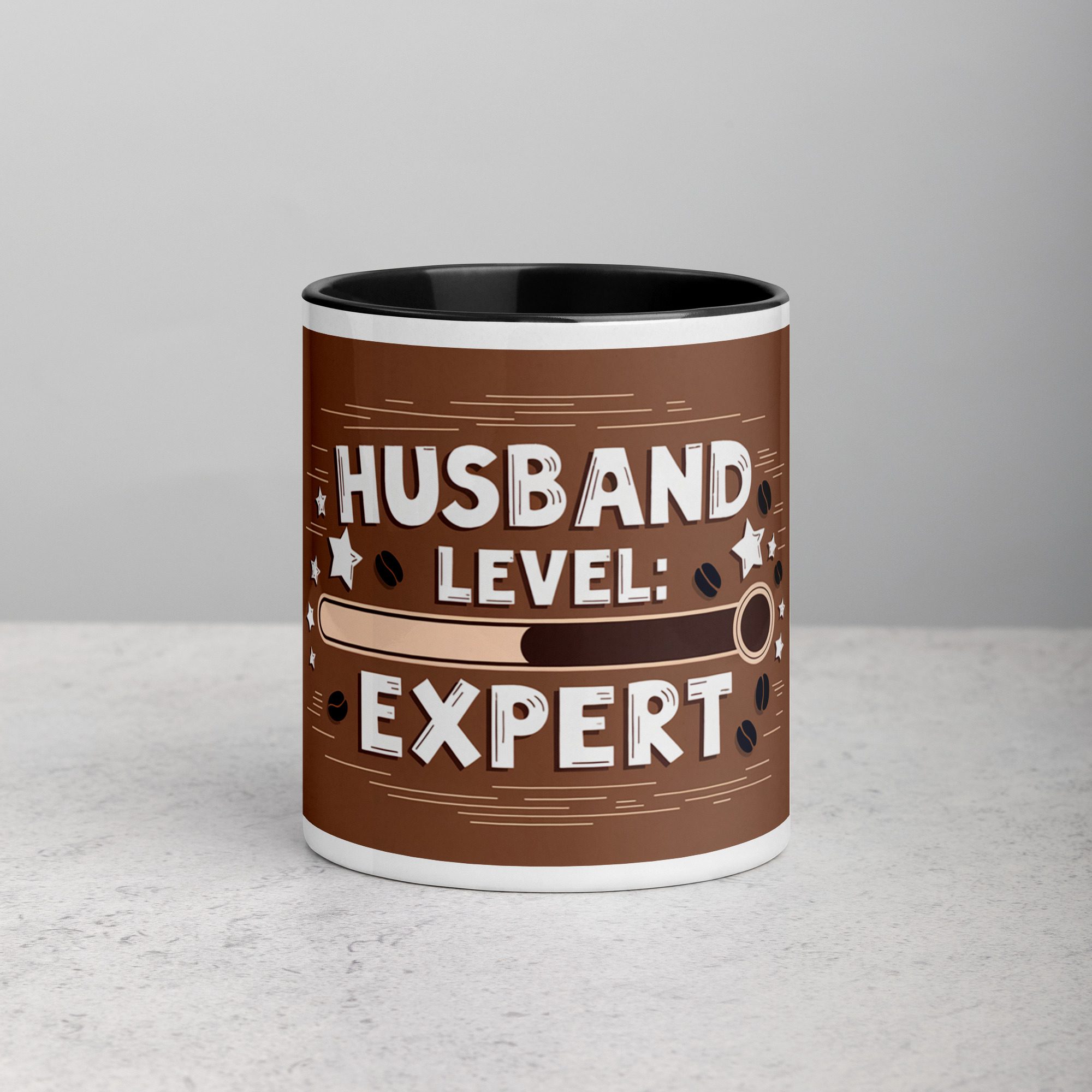 white-ceramic-mug-with-color-inside-black-11-oz-front-673fa2ae91743.jpg Husband Level: Expert Coffee Mug - Image 1