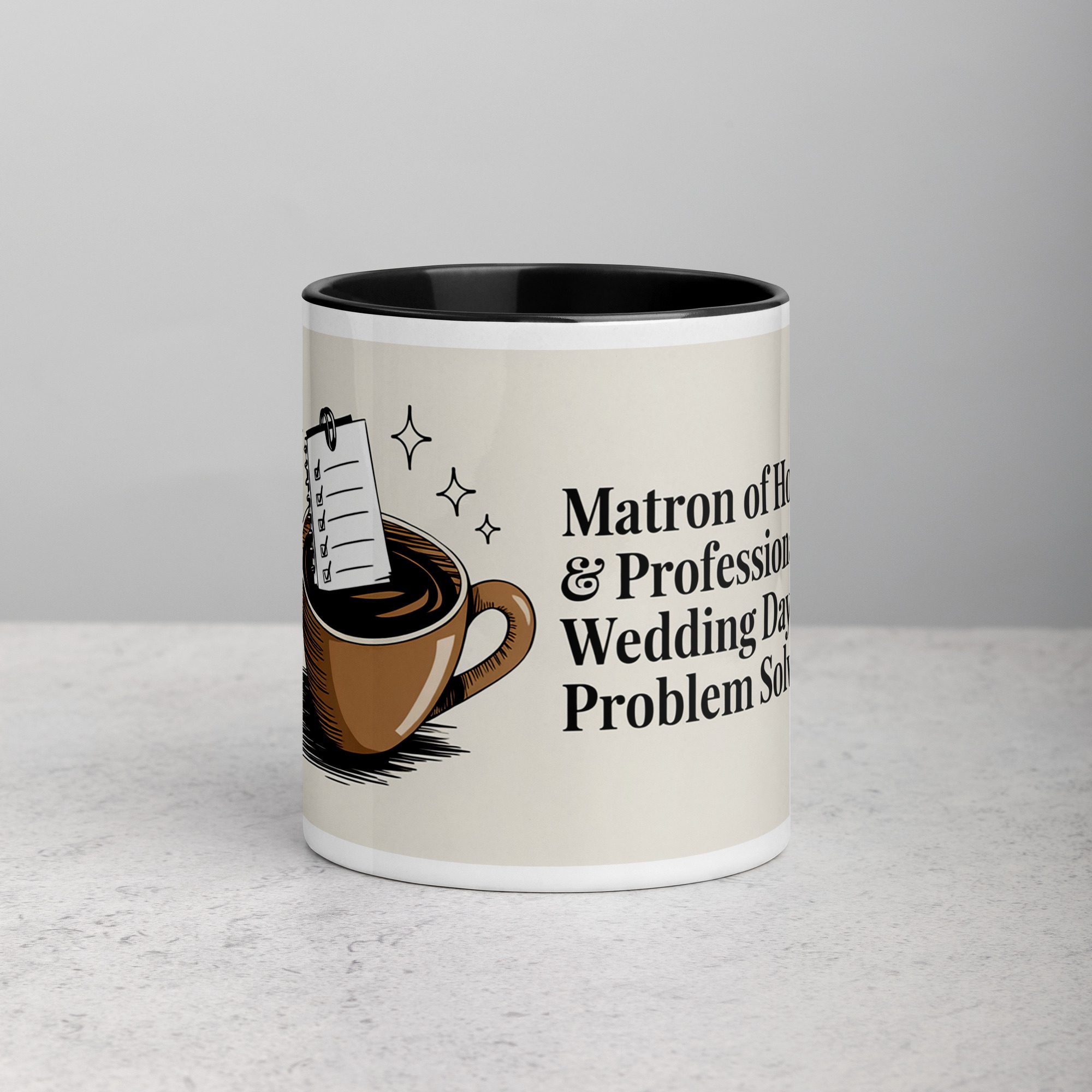 white-ceramic-mug-with-color-inside-black-11-oz-front-673fa971623b1.jpg Matron of Honor & Professional Wedding Day Problem Solver - Image 1