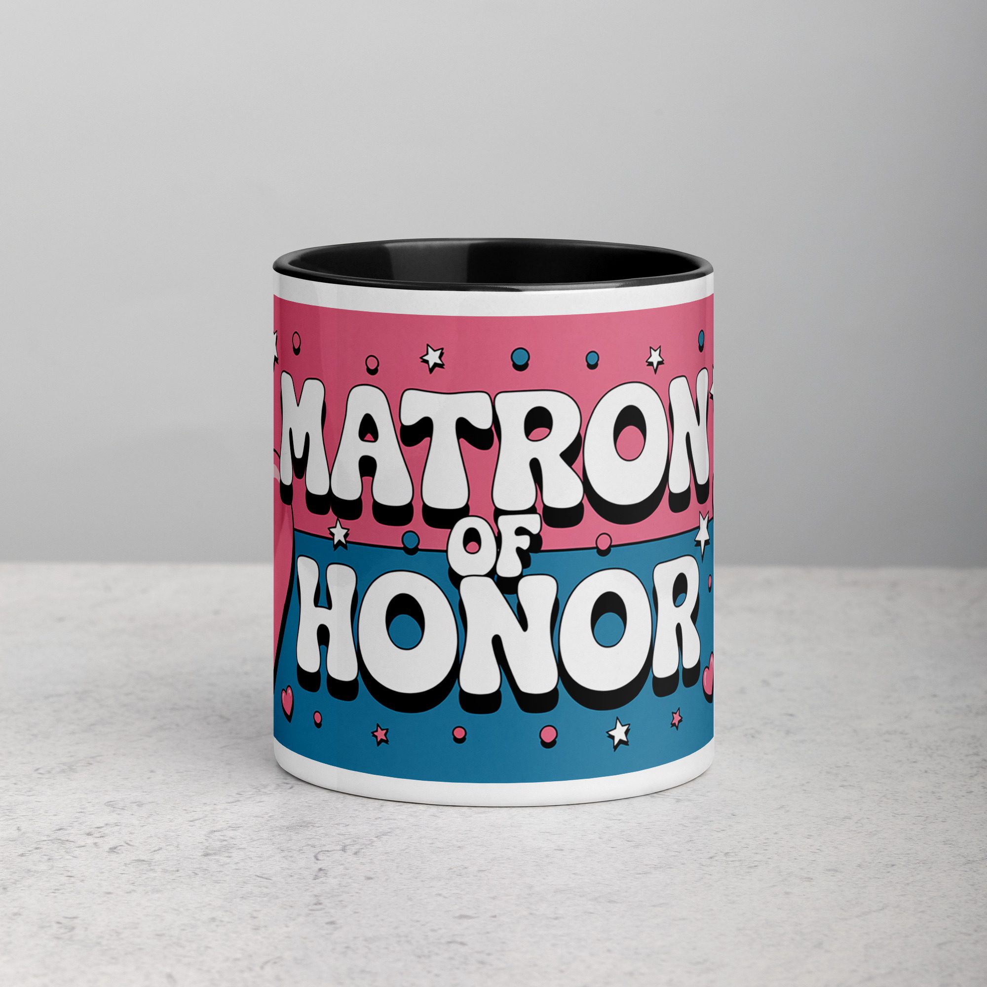white-ceramic-mug-with-color-inside-black-11-oz-front-673fac95b443e.jpg Matron of Honor Fun Coffee Mug & Tea Cup - Image 1