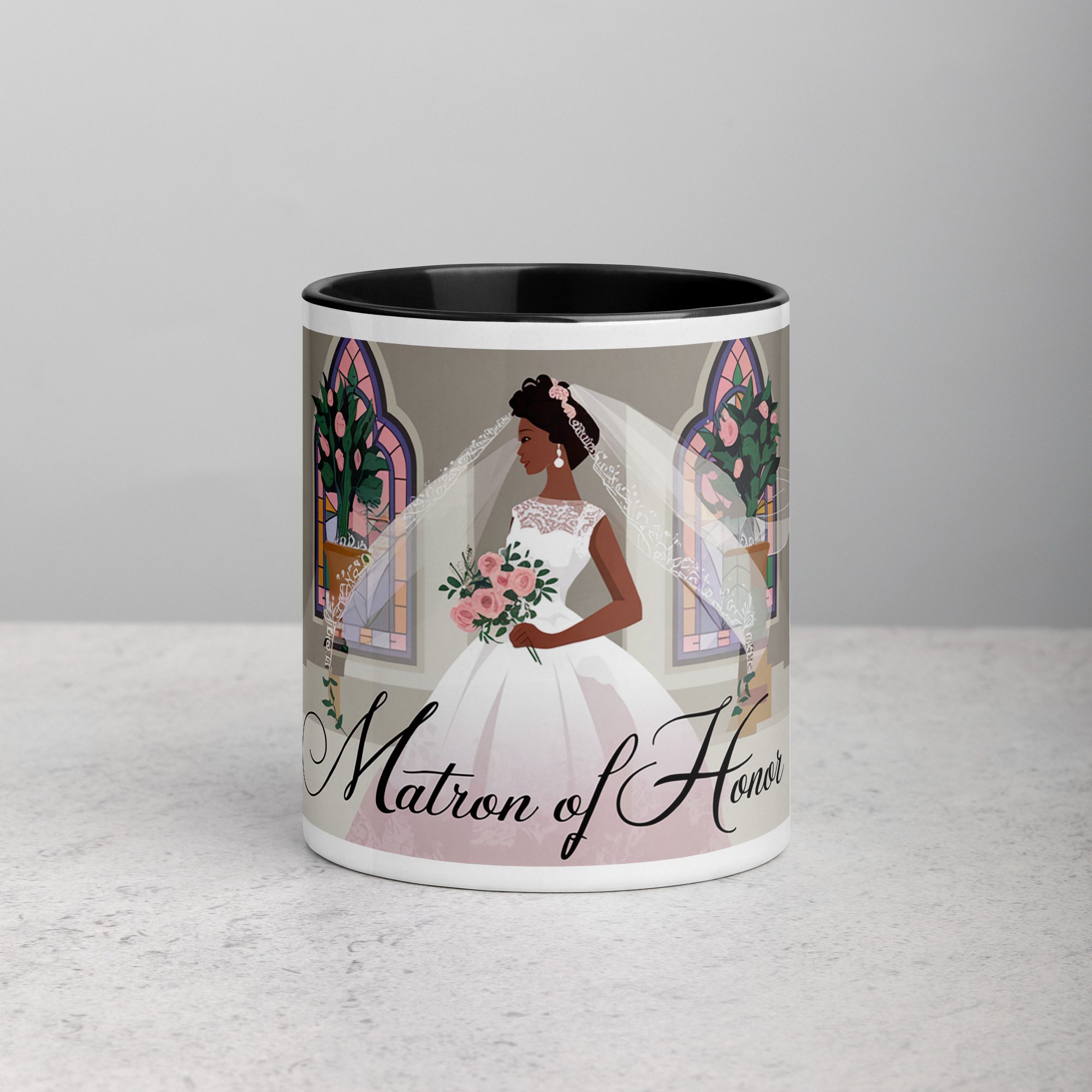 white-ceramic-mug-with-color-inside-black-11-oz-front-673facd528e41.jpg Matron of Honor Elegant Coffee Mug & Tea Cup - Image 1