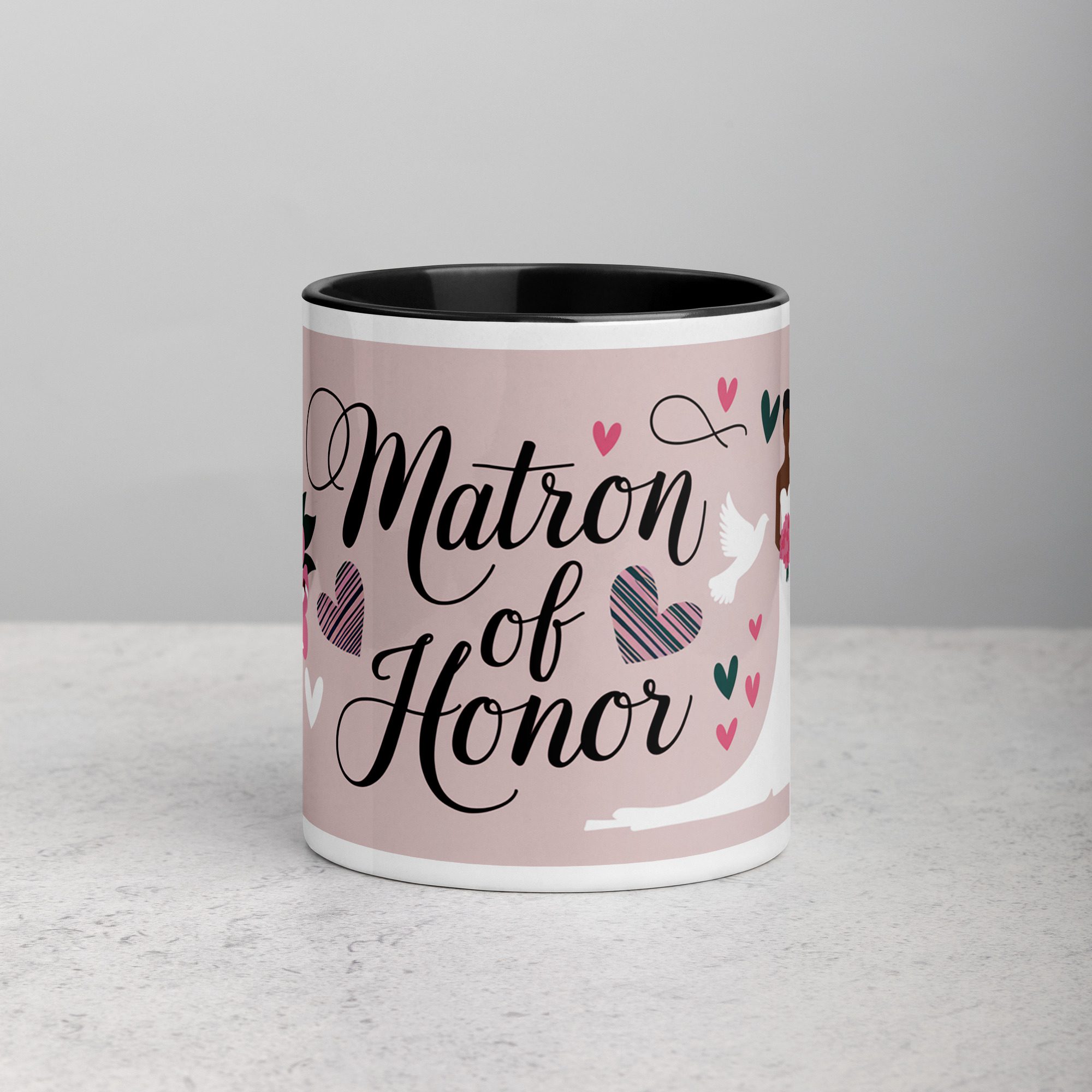 white-ceramic-mug-with-color-inside-black-11-oz-front-673fad36e337b.jpg Matron of Honor Sophisticated Coffee Mug & Tea Cup - Image 1