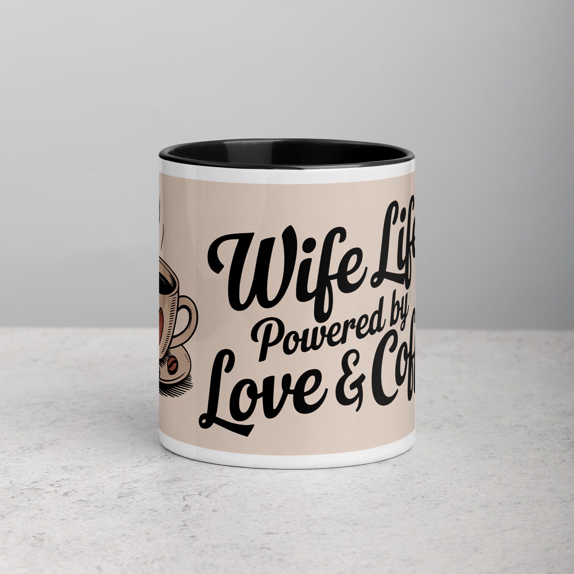 white-ceramic-mug-with-color-inside-black-11-oz-front-673fae69eb500.jpg Wife Life: Powered by Love & Coffee - Image 1