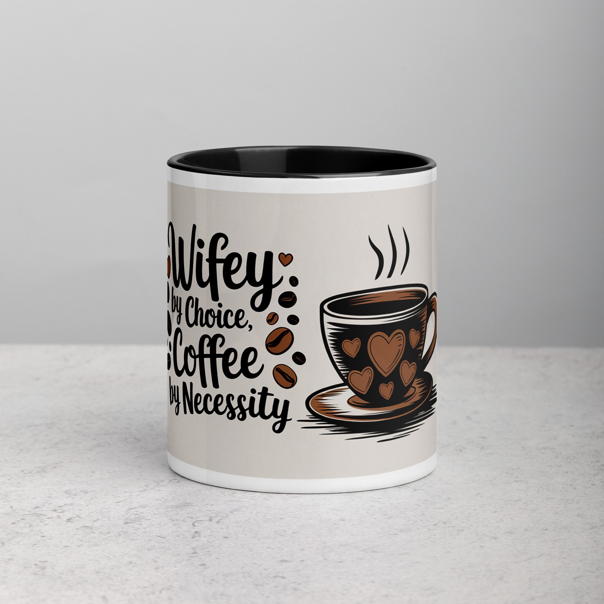 white-ceramic-mug-with-color-inside-black-11-oz-front-673faeafb110e.jpg Wifey by Choice, Coffee by Necessity - Image 1