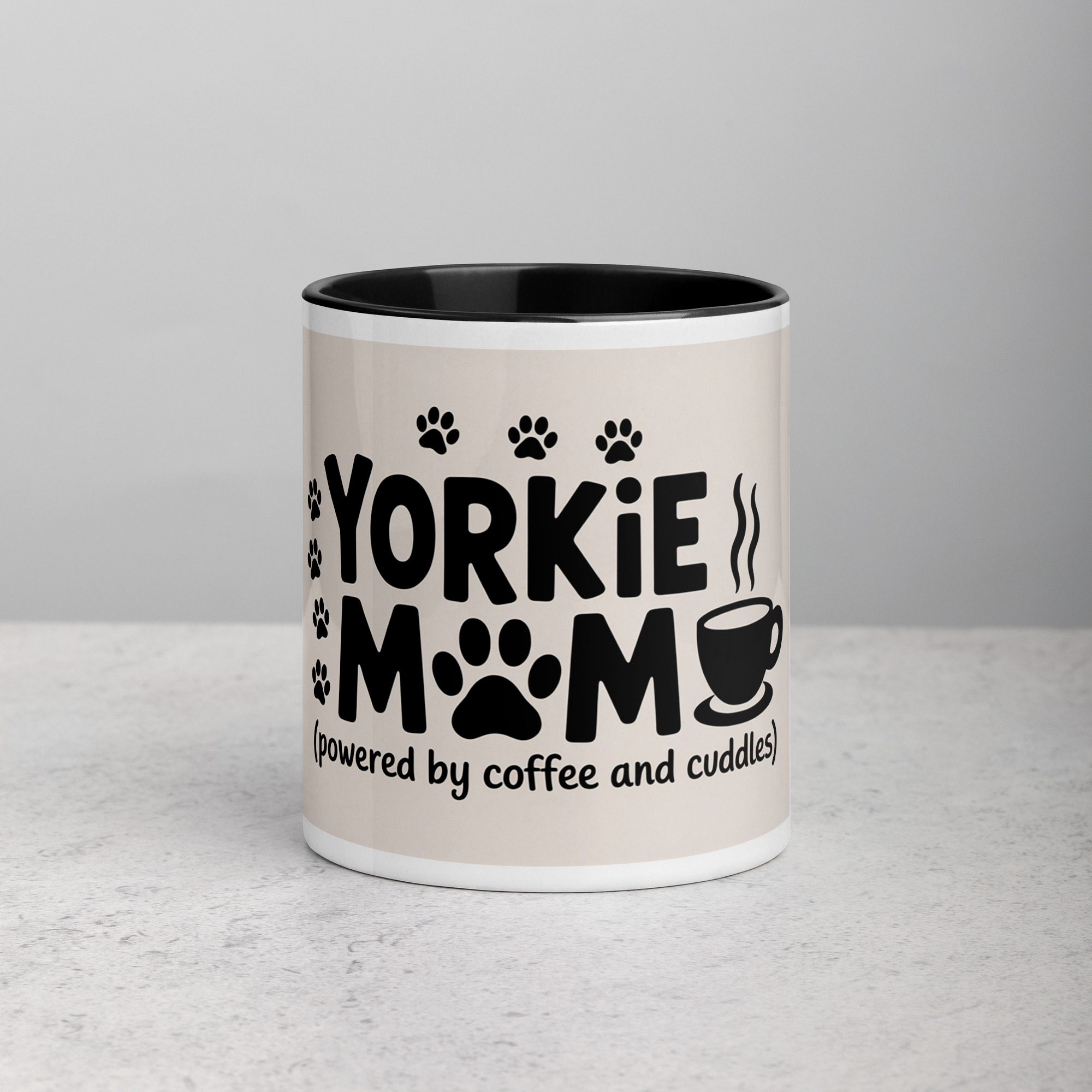 white-ceramic-mug-with-color-inside-black-11-oz-front-67424b2767a00.jpg Yorkie Mom Text Coffee Mug & Tea Cup - Image 1