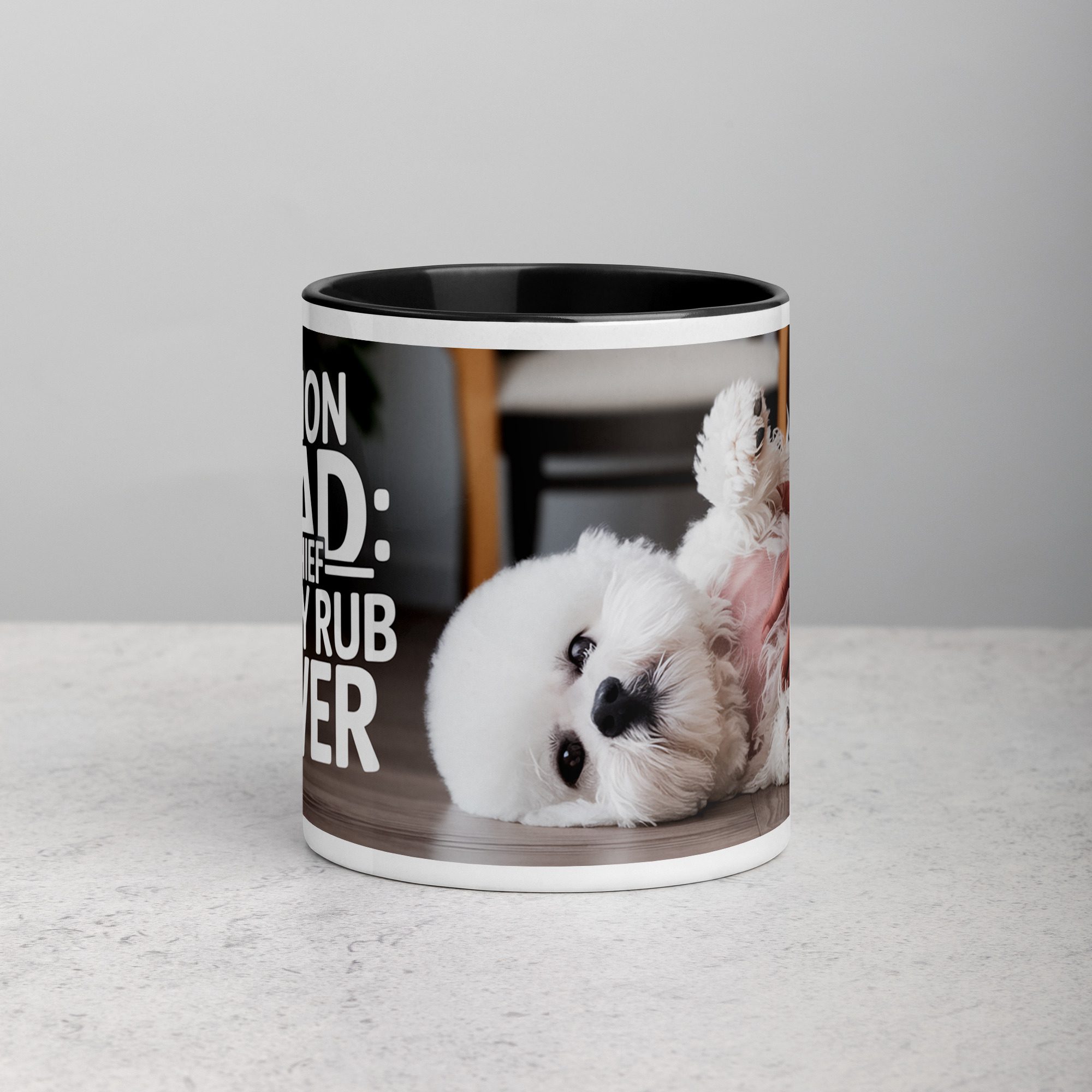 white-ceramic-mug-with-color-inside-black-11-oz-front-67456c5939b68.jpg Bichon Dad: Chief Belly Rub Giver Coffee Mug - Image 1