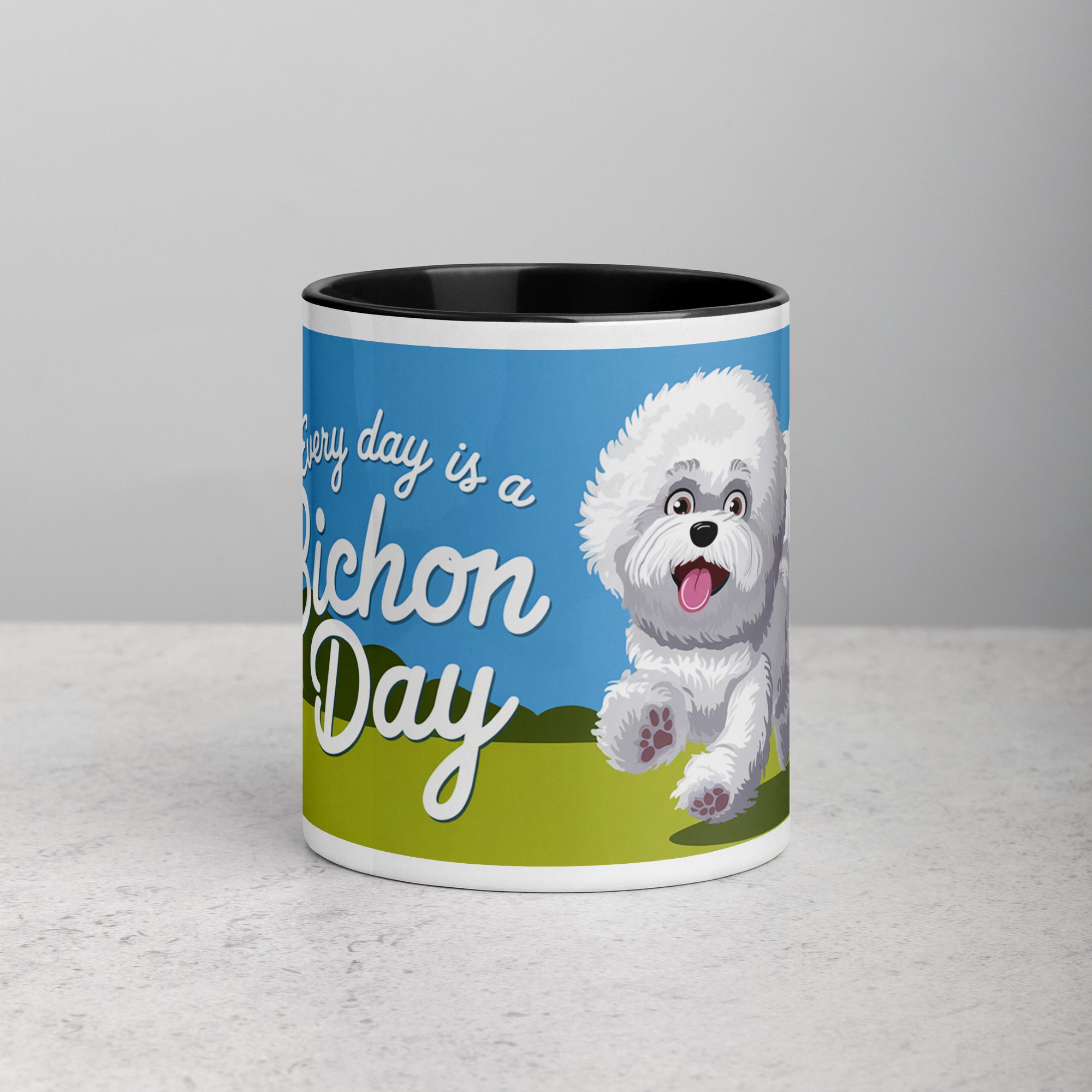 white-ceramic-mug-with-color-inside-black-11-oz-front-67456e91969a9.jpg Every Day Is a Bichon Day Coffee Mug - Image 1