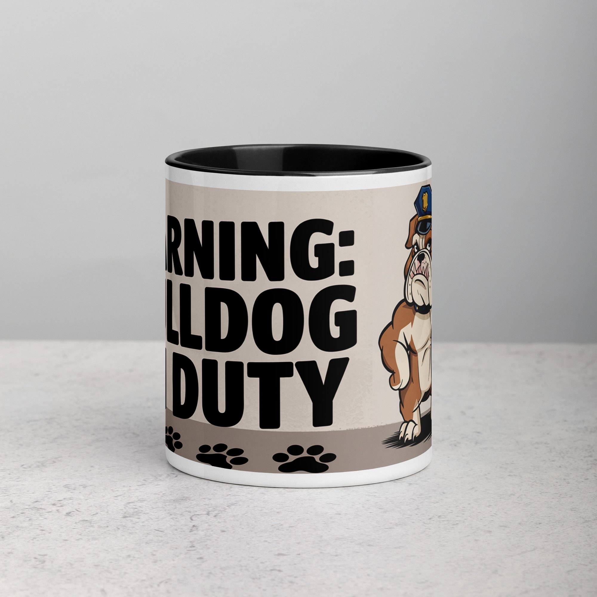 white-ceramic-mug-with-color-inside-black-11-oz-front-67457cdc24d40.jpg Warning: Bulldog on Duty Coffee Mug - Image 1