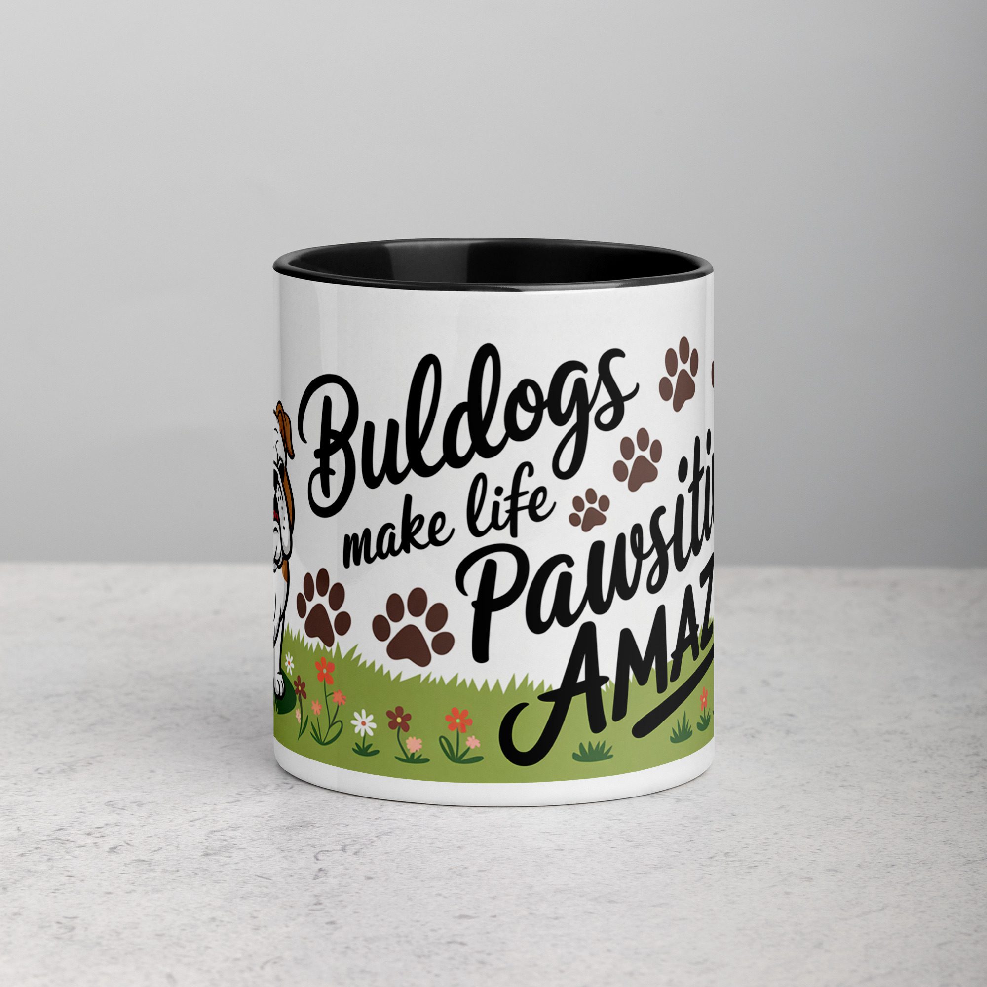 white-ceramic-mug-with-color-inside-black-11-oz-front-674581547b2d5.jpg Bulldogs Make Life Pawsitively Amazing Coffee Mug - Image 1