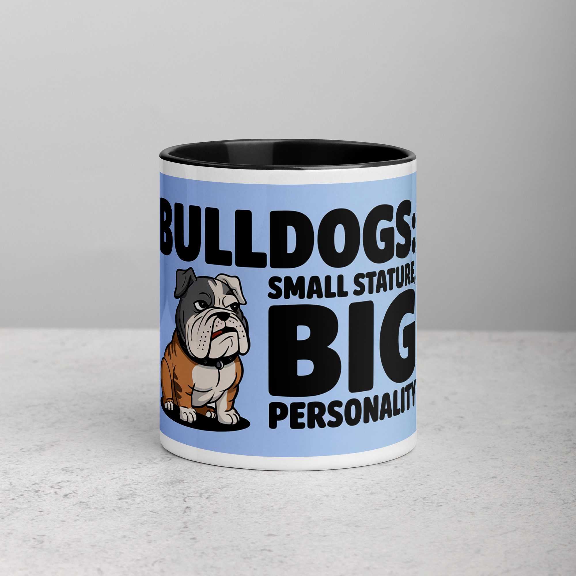 white-ceramic-mug-with-color-inside-black-11-oz-front-6745819d2da8f.jpg Bulldogs: Small Stature, Big Personality Coffee Mug - Image 1