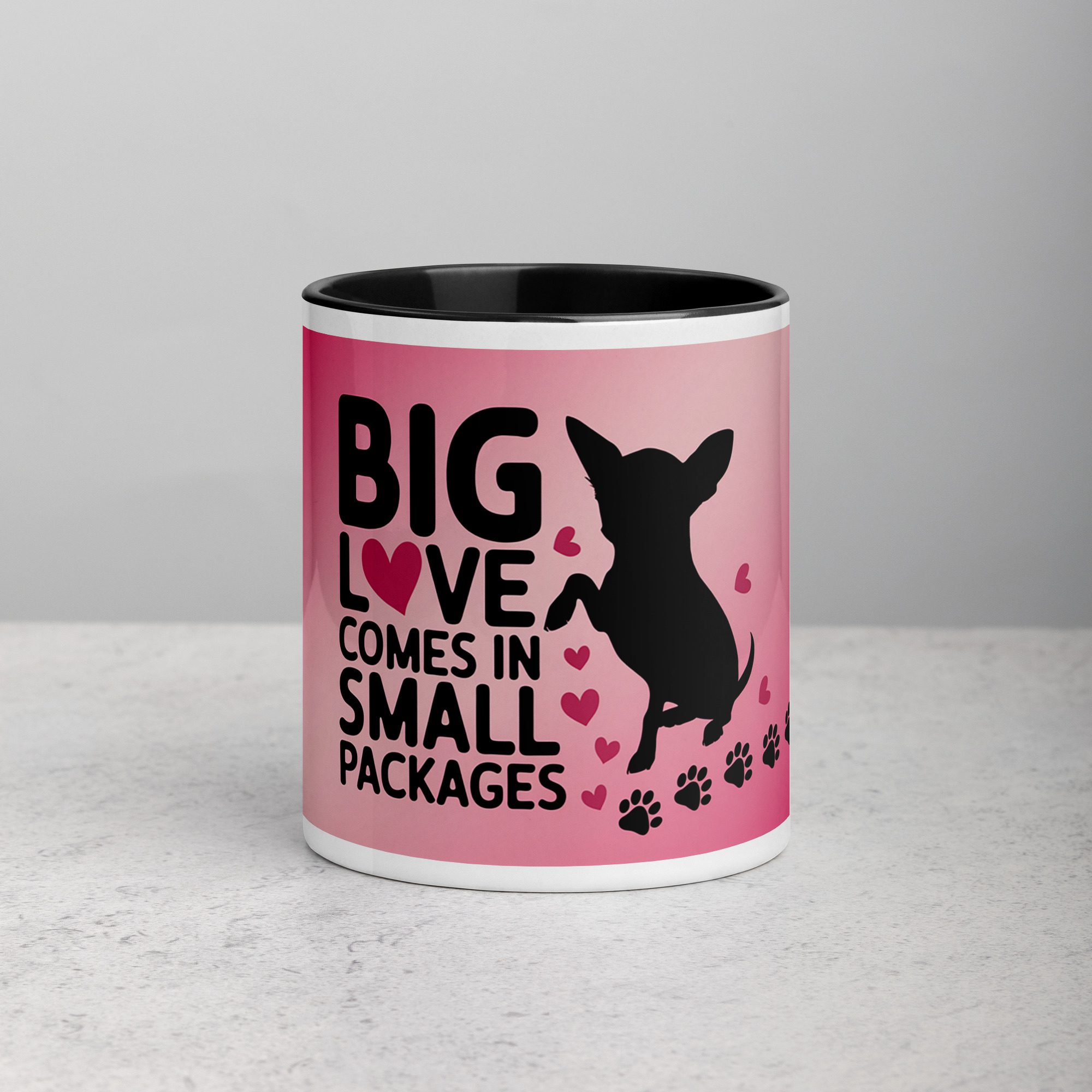 white-ceramic-mug-with-color-inside-black-11-oz-front-6745889bf24b8.jpg Big Love Comes in Small Packages Coffee Mug - Image 1