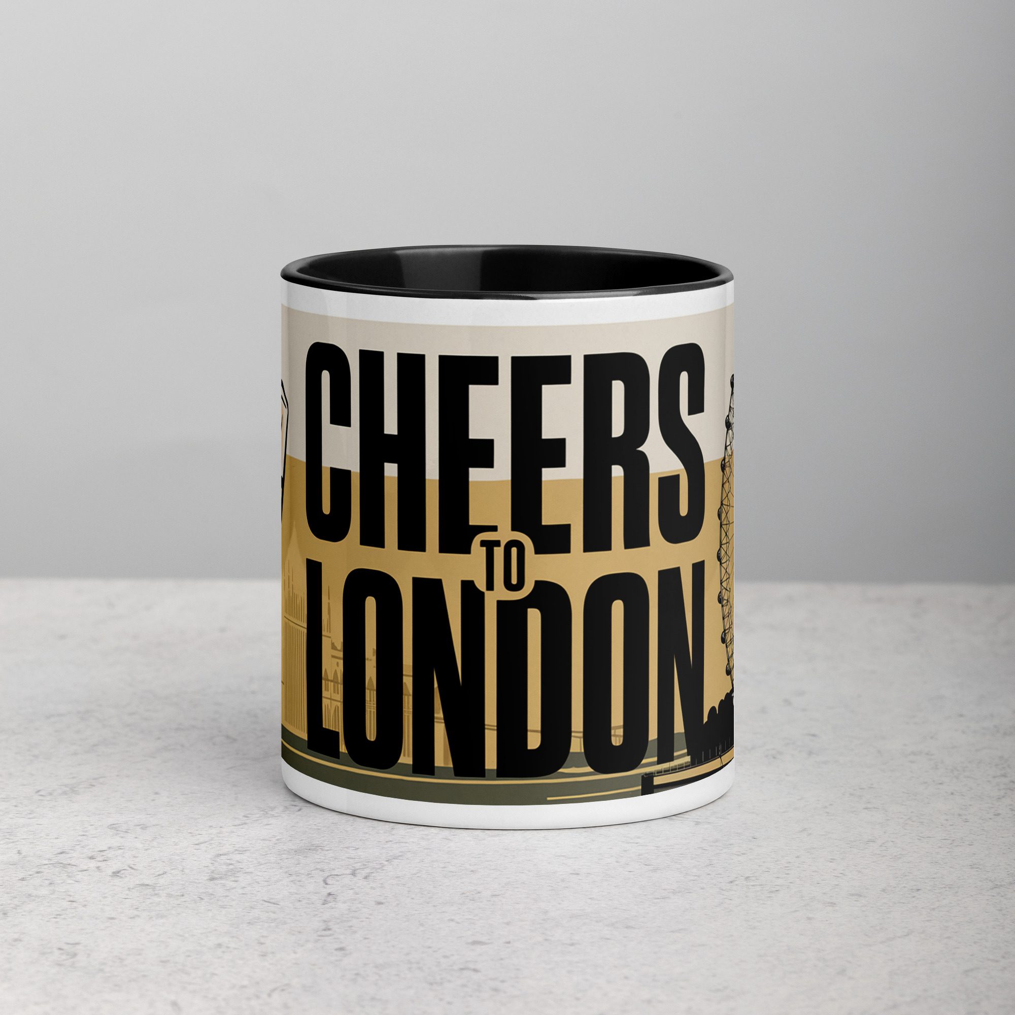 white-ceramic-mug-with-color-inside-black-11-oz-front-674706fca82a7.jpg Cheers to London Coffee Mug & Tea Cup - Image 1
