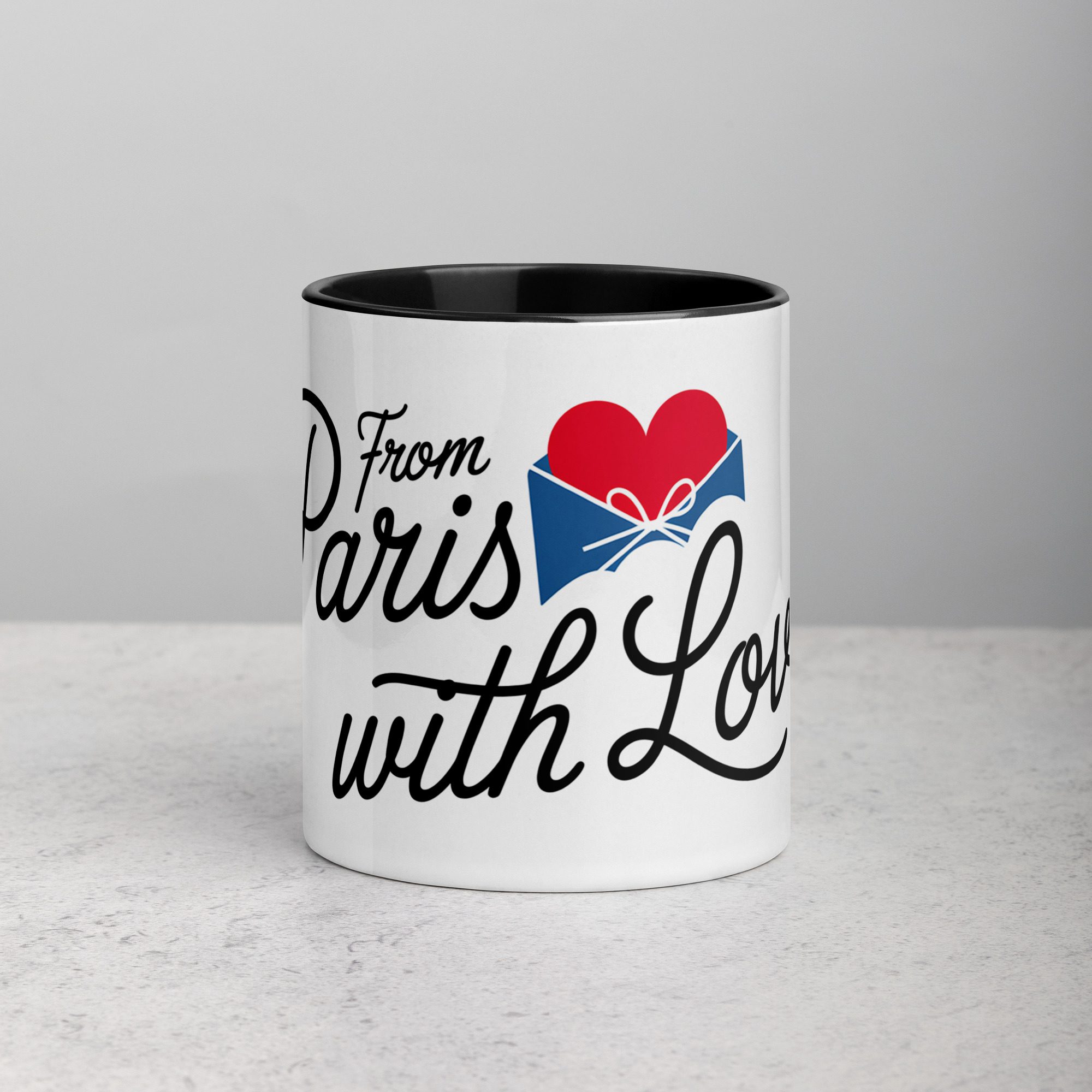 white-ceramic-mug-with-color-inside-black-11-oz-front-67473610f0965.jpg From Paris with Love Coffee Mug & Tea Cup - Image 1